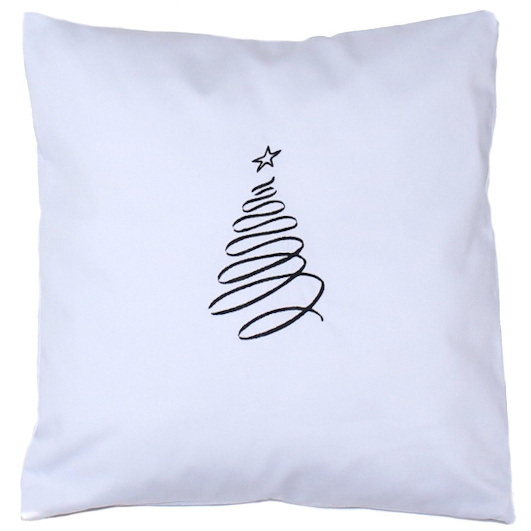 Primawela Kissenbezug Weihnachten Bezug mit Stickerei minimalistisch Christmas - Tannenbaum