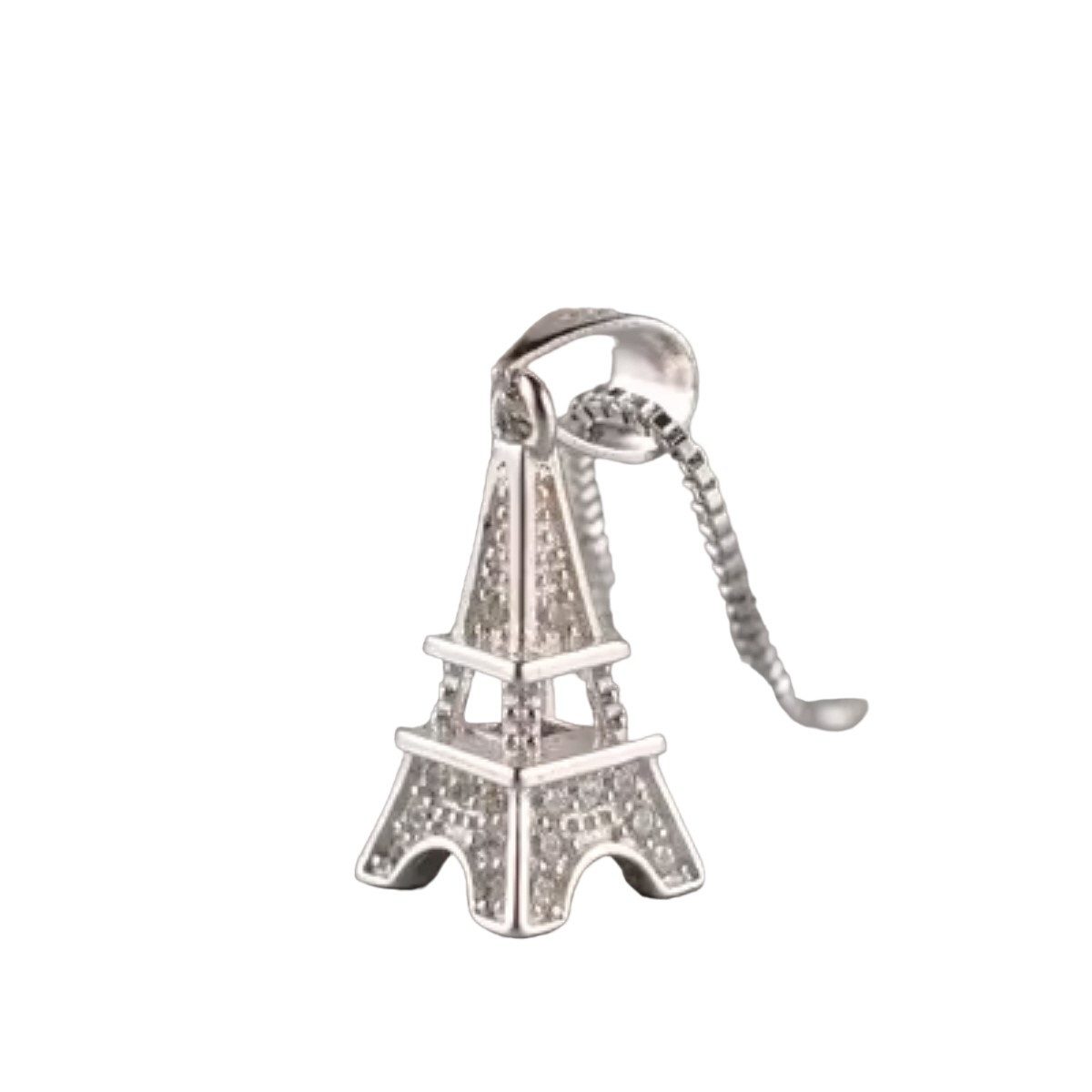 Valentinstagsgeschenk ELLAWIL Silberkette Damenkette mit Eiffelturm Anhänger Paris Stadt der Liebe (Kettenlänge 40 cm, Sterling Silber 925), inklusive