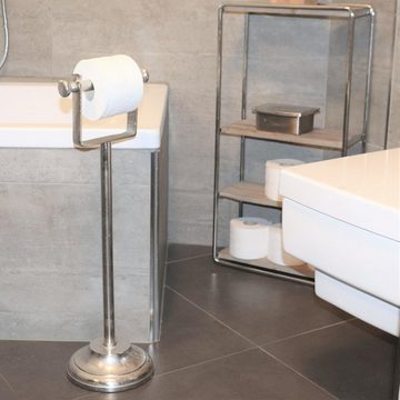 baario Toilettenpapierhalter Toilettenpapierhalter CORSY, stehend antik silber Design matt ohne bohren