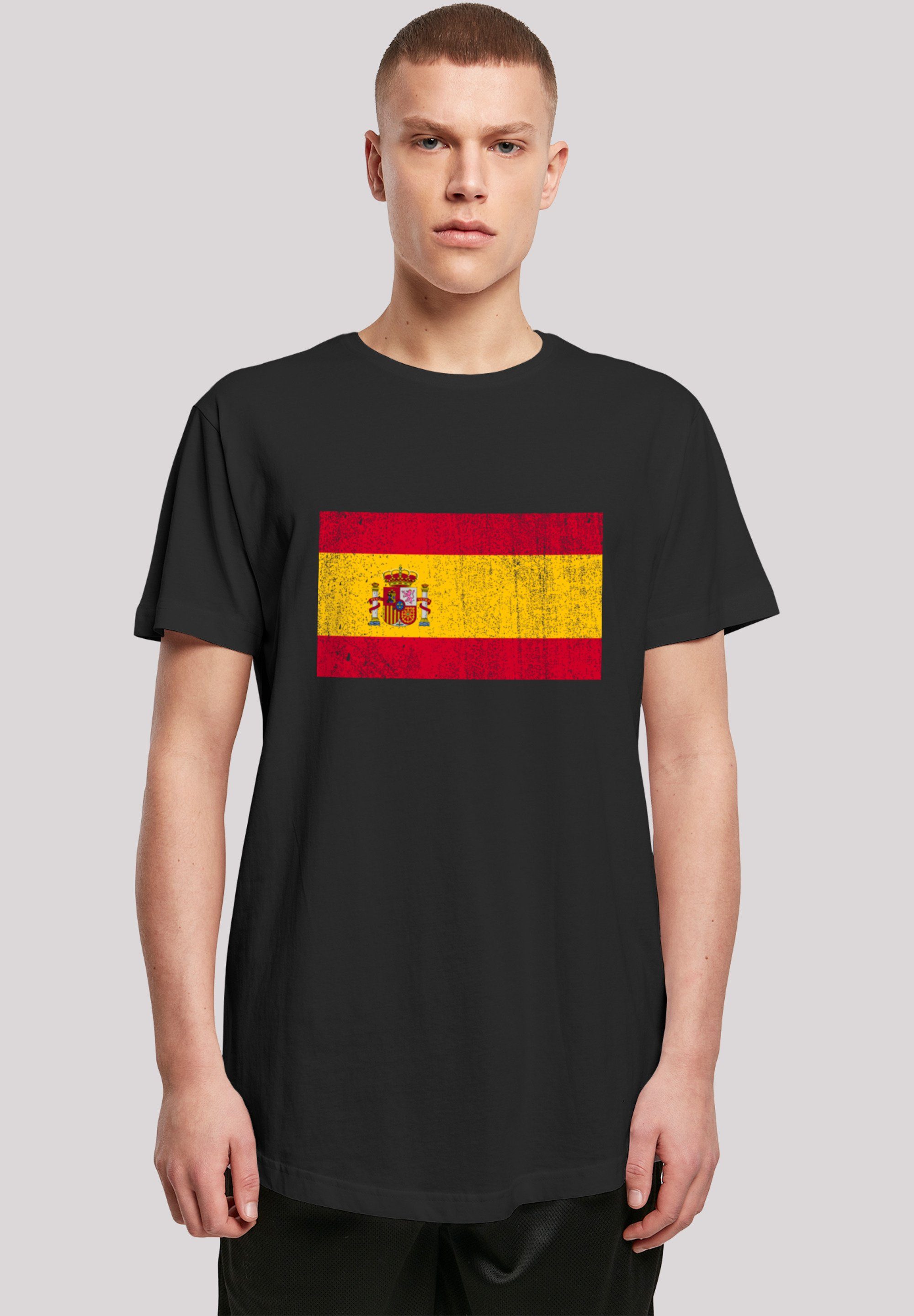 F4NT4STIC Spain Print schwarz T-Shirt Spanien distressed Flagge