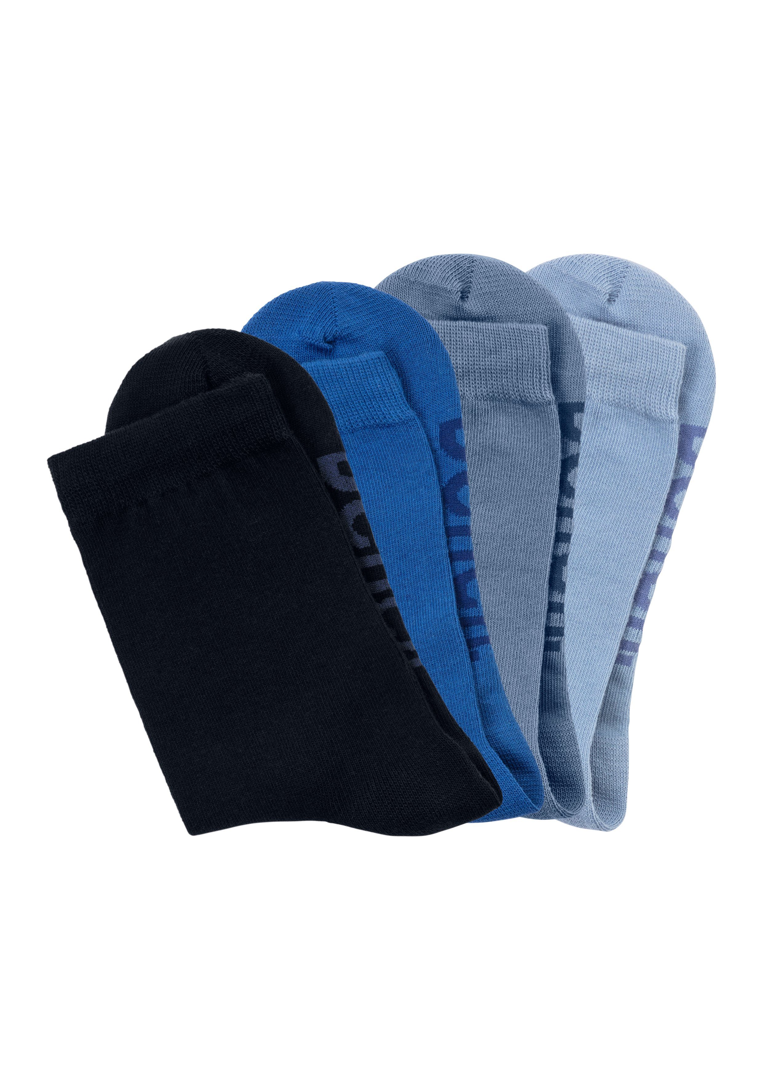 mit 1x blau, 1x jeans 4-Paar) 1x Bench. Basicsocken Innenbündchen farbigen 1x (Box, marine, blau, royal