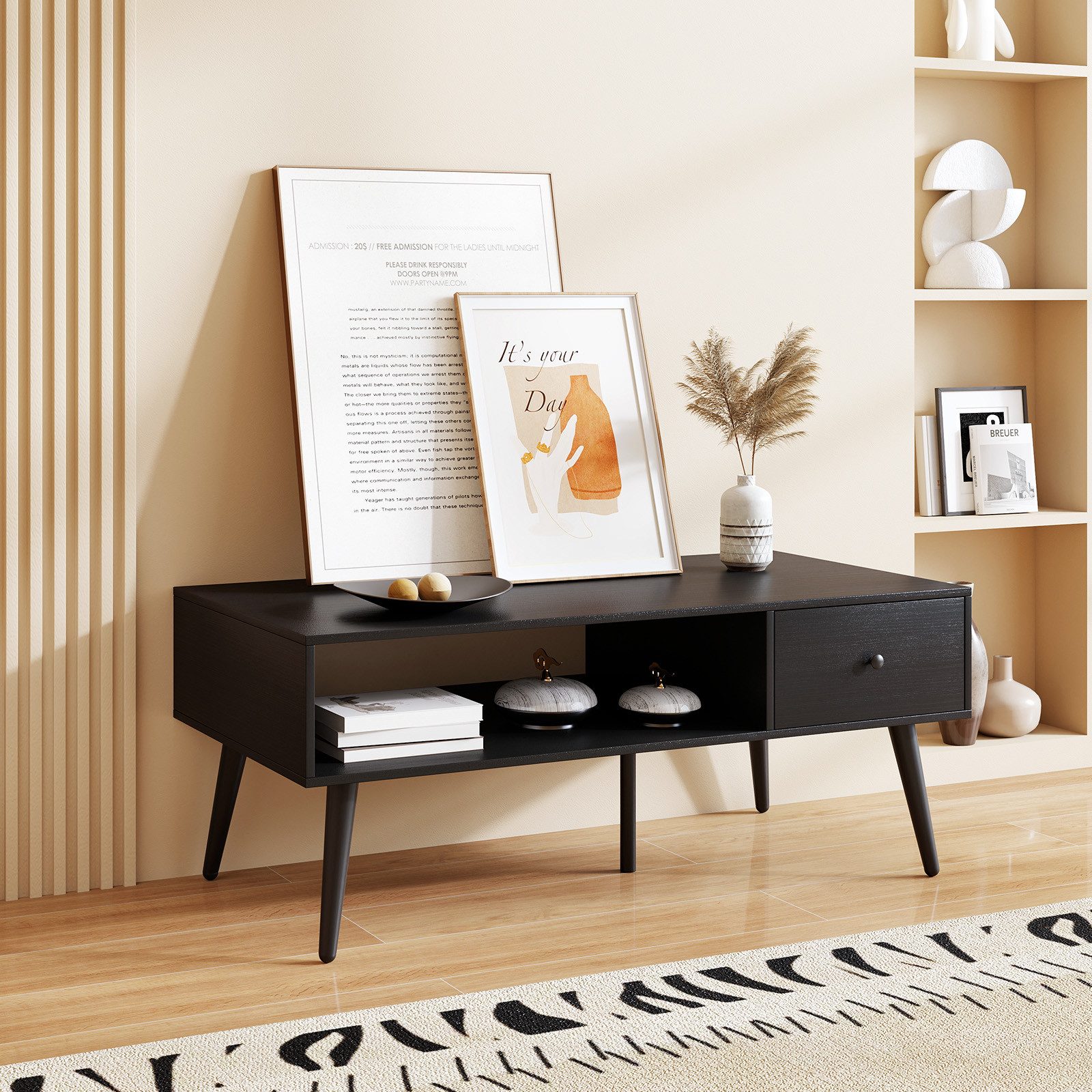 COSTWAY Couchtisch, mit Schublade, Stauraum, Sofatisch günstig online kaufen