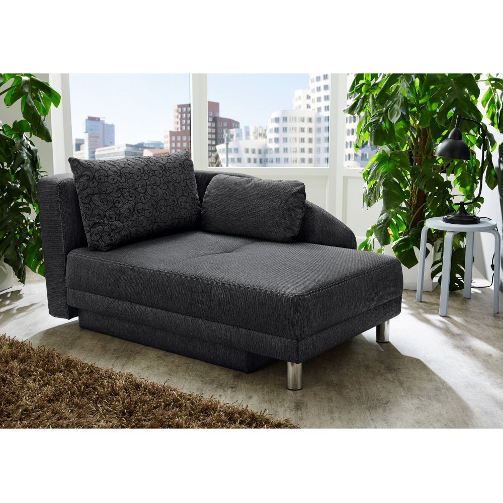 JOB Schlafsofa 149 inkl. / schwarz Recamiere Sofa cm Schlafsofa ca. JINA Stauraum Federkern Bettfunktion und ROY