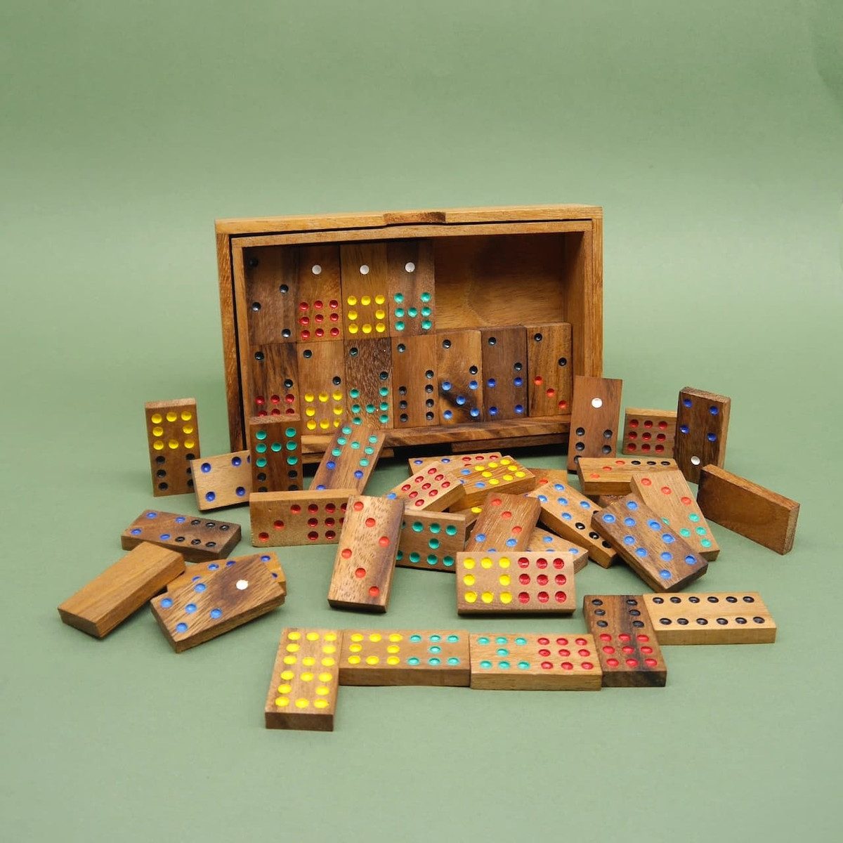ROMBOL Denkspiele Spiel DOMINO DOPPEL 9 - klassisches Legespiel, Legespiel, Holzspiel