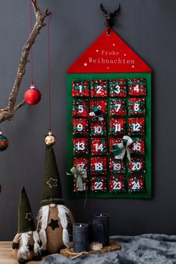 my home befüllbarer Adventskalender Haus, Weihnachtsdeko, zum Hängen aus Filz, 46 x 92 cm