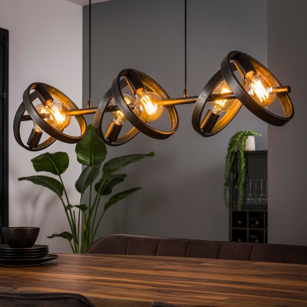 famlights Pendelleuchte Pendelleuchte Christopher in Schwarz E27 6-flammig