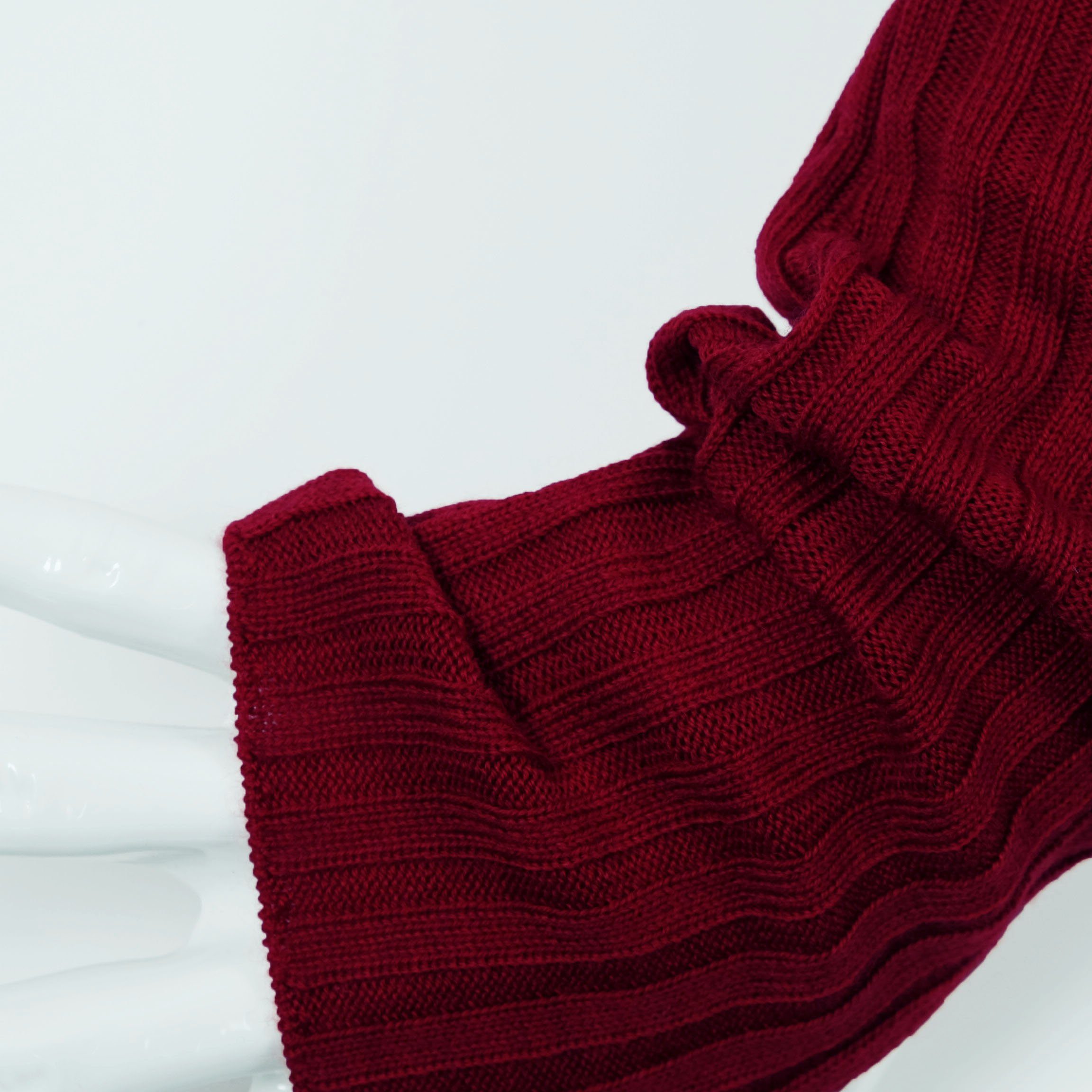 BEAZZ Armstulpen Armstulpen Damen, Pulswärmer, 100% WOLLE Merino dunkles merlot-rot (mit Daumenloch) Feinstrick, warm und weich
