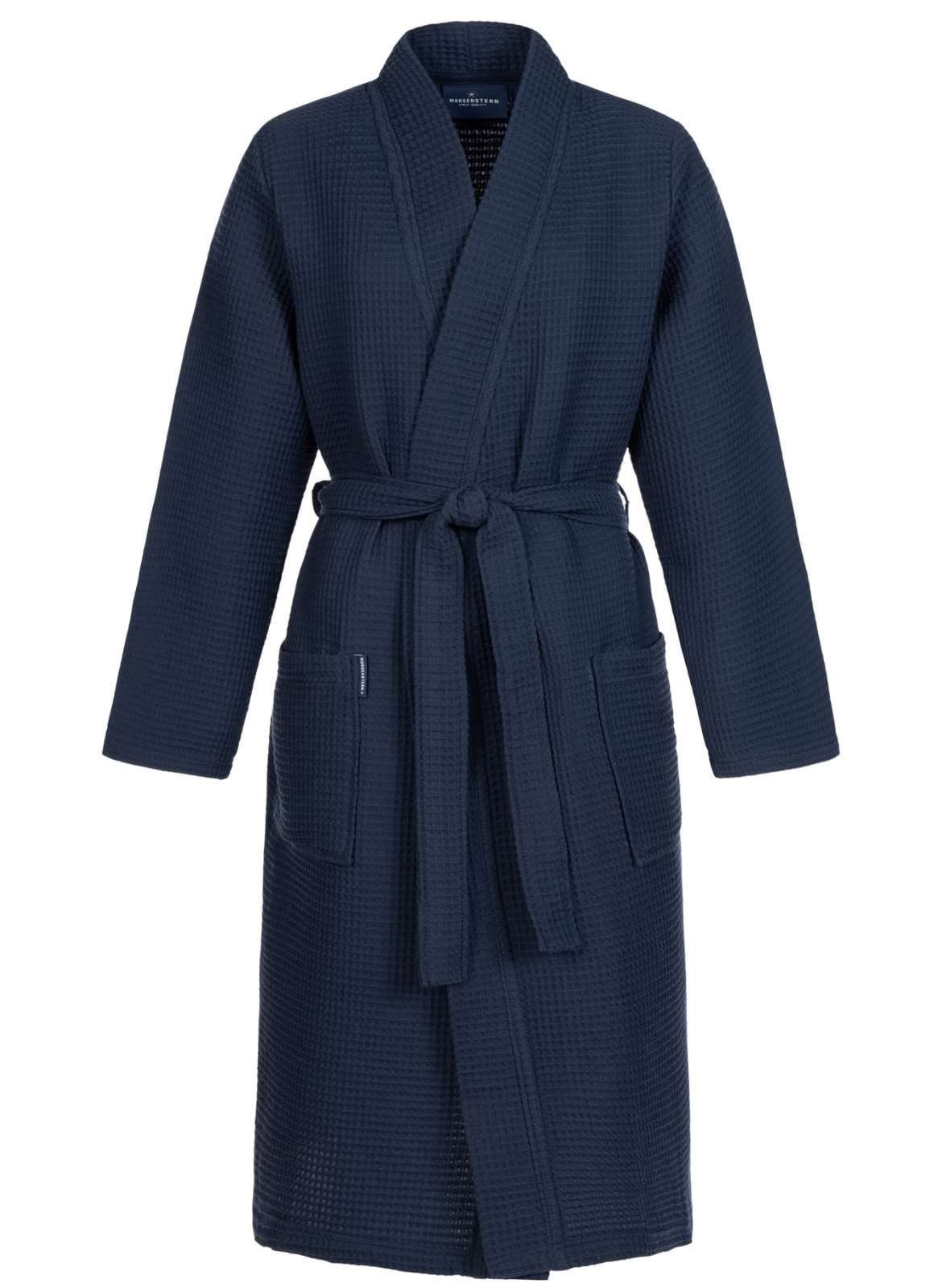 Morgenstern Unisex-Bademantel LUCA, Langform, Baumwolle, Kimono-Kragen, Gürtel