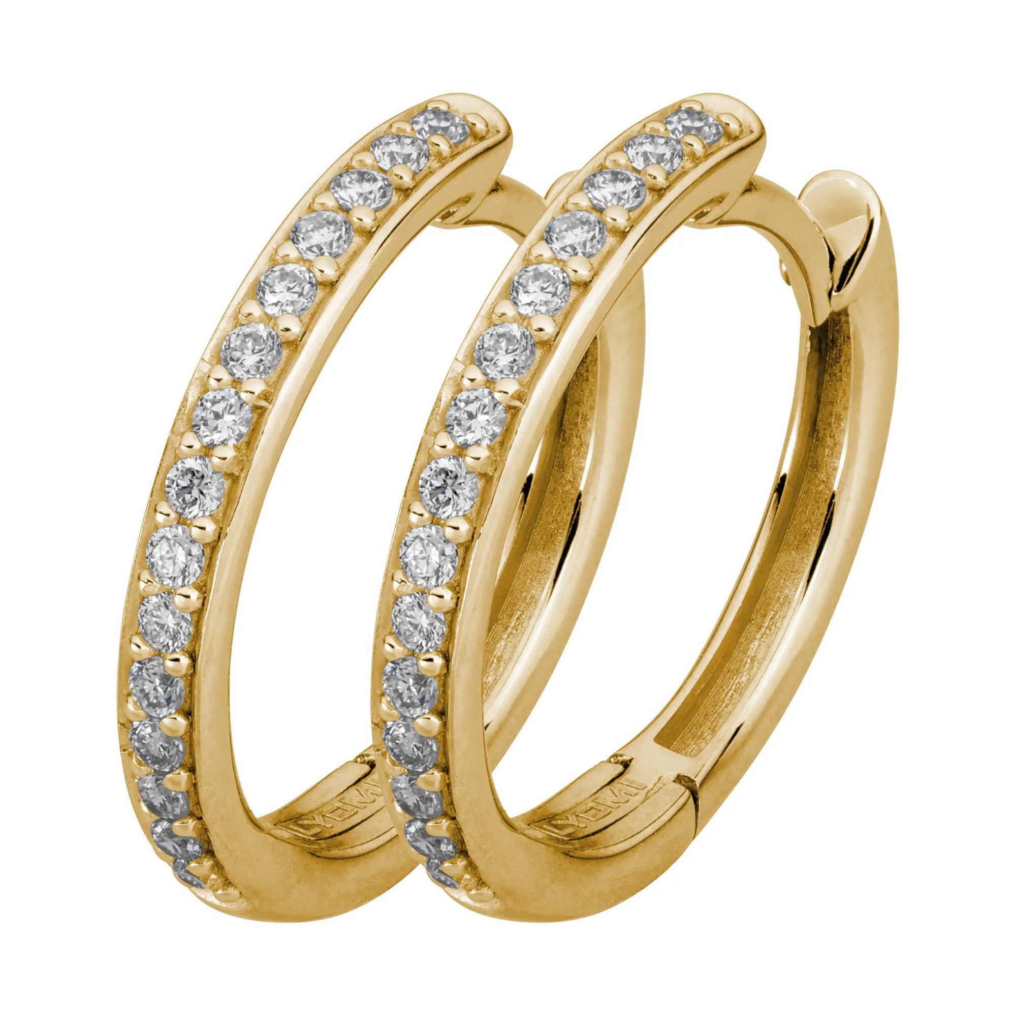 Paar Creolen 585/- Gelbgold 30 synth. Diam. 0,22ct.