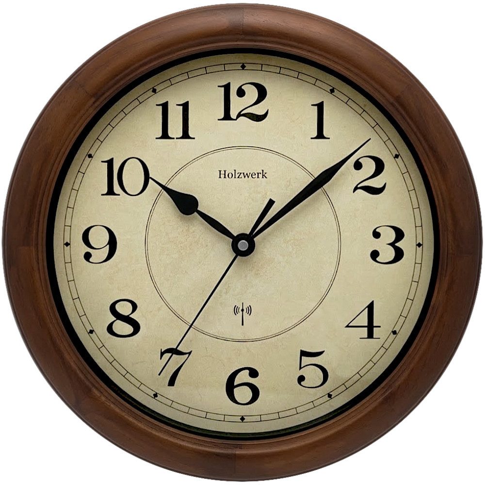 Holzwerk Designer Loft Funk Holz Wand Uhr (Nahezu lautloses Uhrwerk, analog, 35 cm)