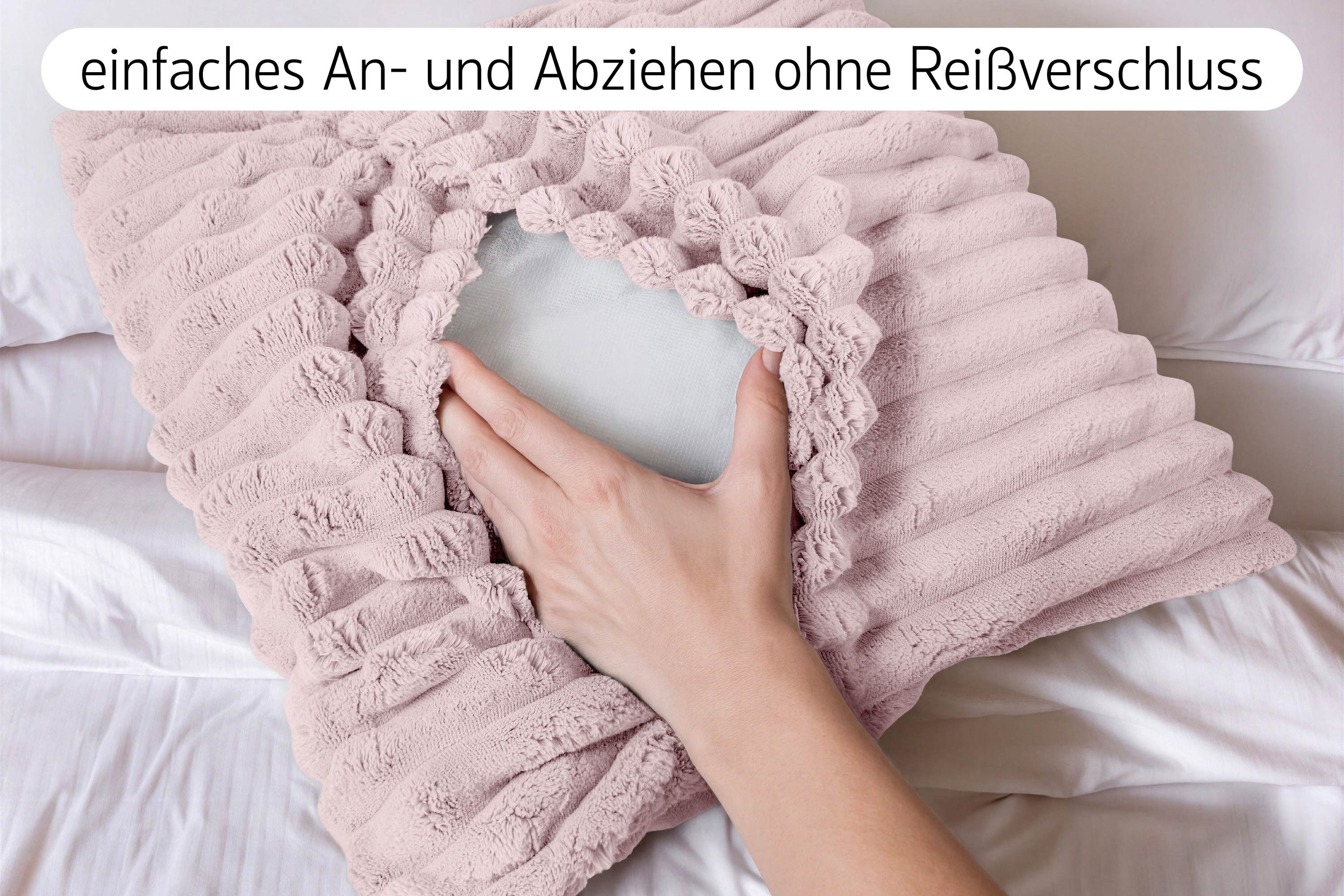 Amilian Dekokissen Dekokissen mit Füllung 4er Set, in moderner Cord-Optik pflegeleicht und waschbar