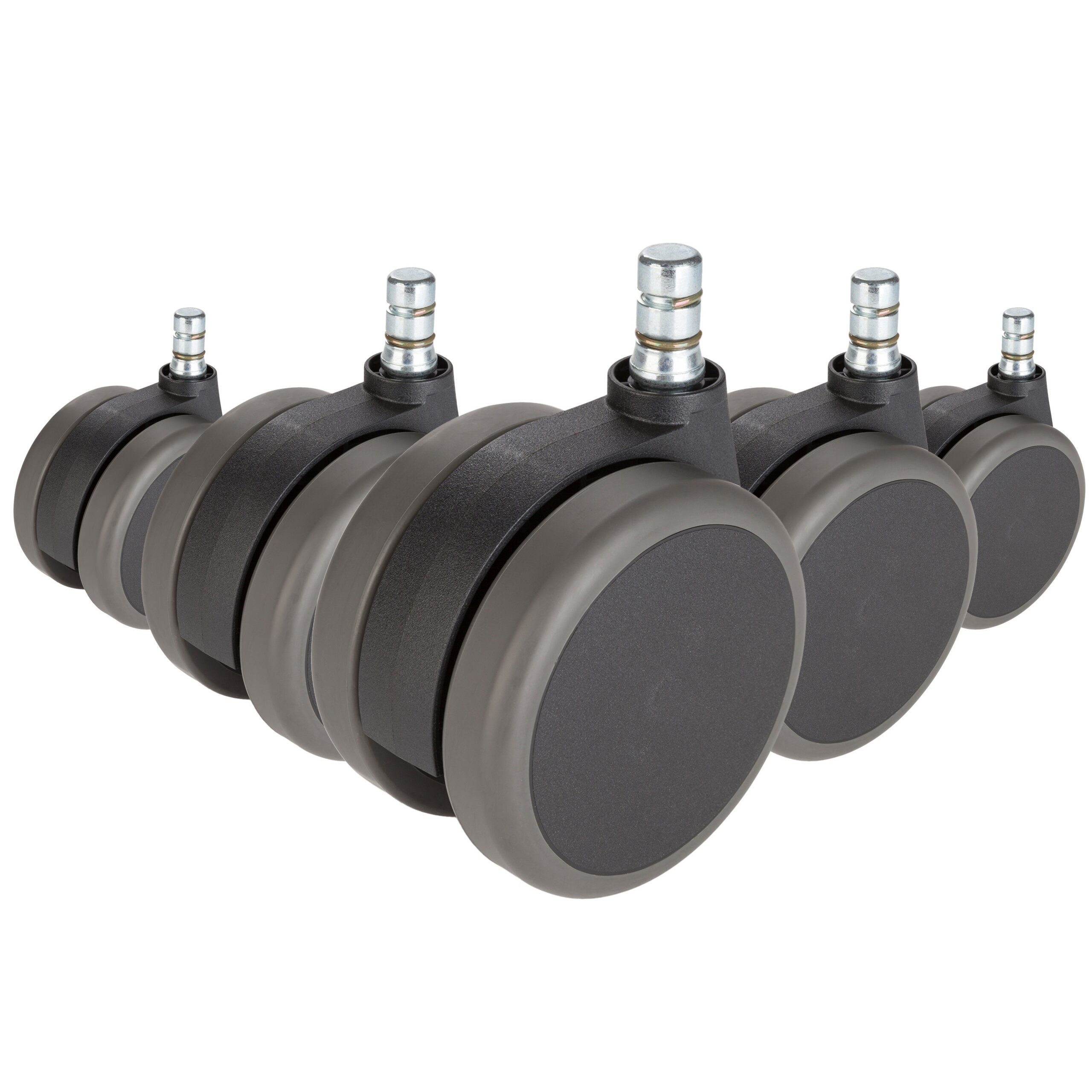 hjh OFFICE Stuhlrolle Stuhlrollen 5X Rolo No-Noise 11Mm/75Mm, (5er Pack), Hartbodenrollen Bürostuhl, Rollen für Schreibtischstuhl