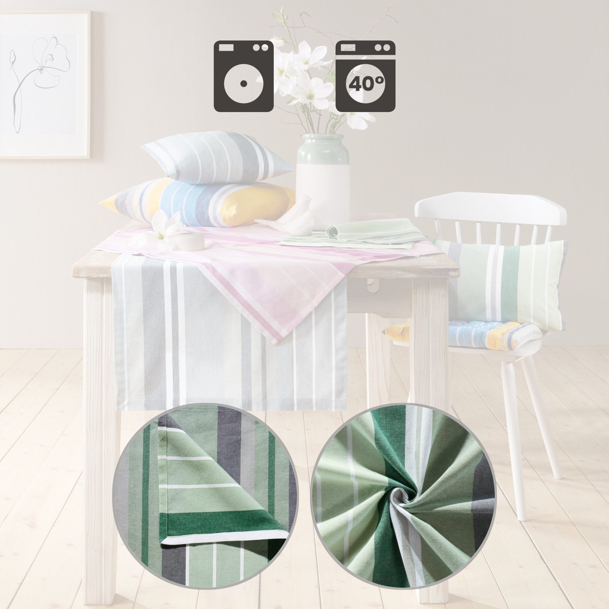 REDBEST Mitteldecke Mitteldecke, Baumwolle Streifen