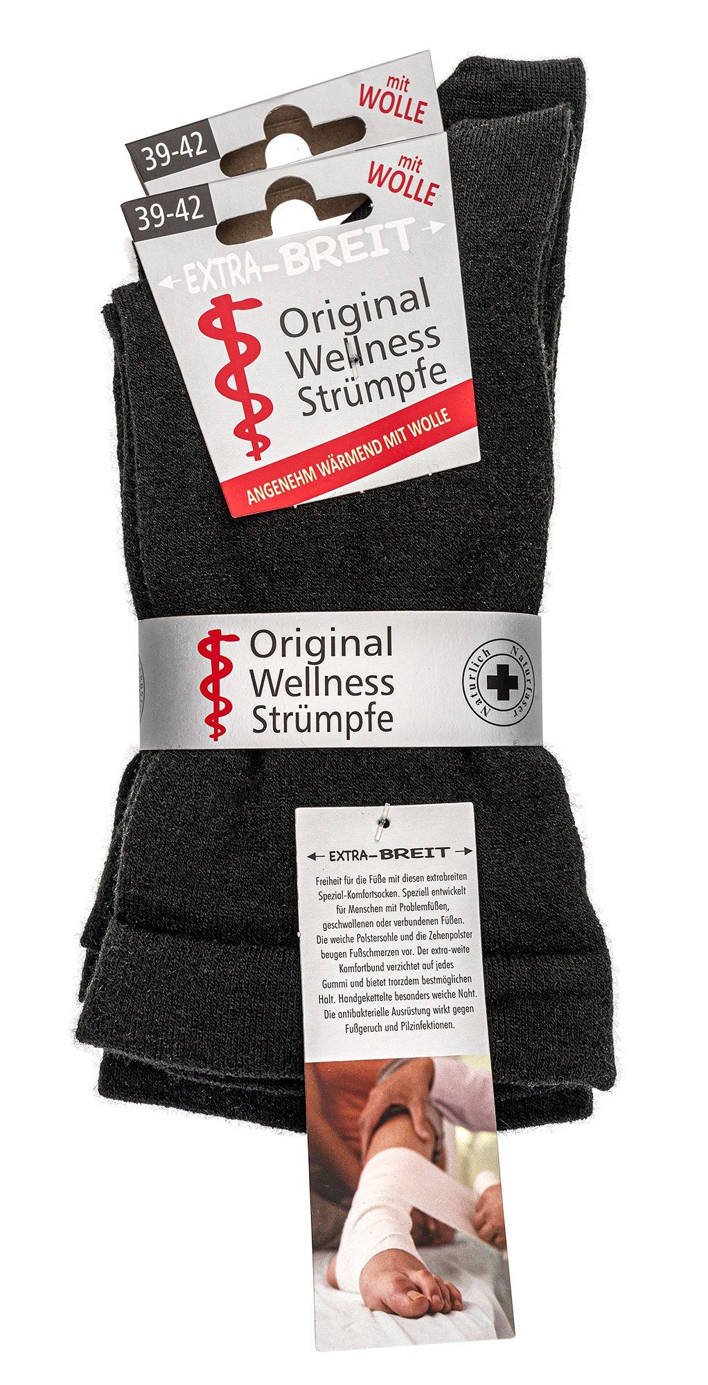 TippTexx 24 Gesundheitssocken 4 Paar Gesundheitssocken mit Wolle, EXTRA-WEI günstig online kaufen