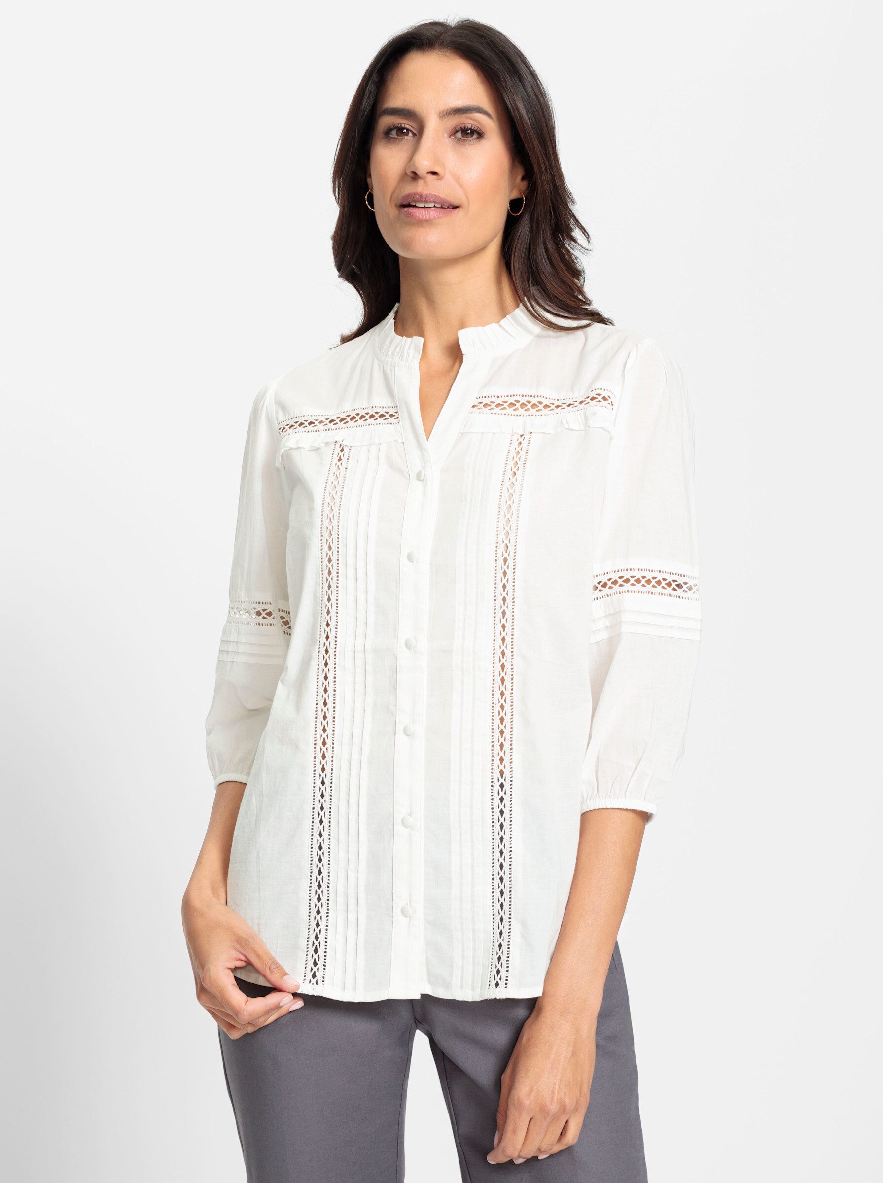 Witt Klassische Bluse Baumwoll-Bluse 3/4-Arm