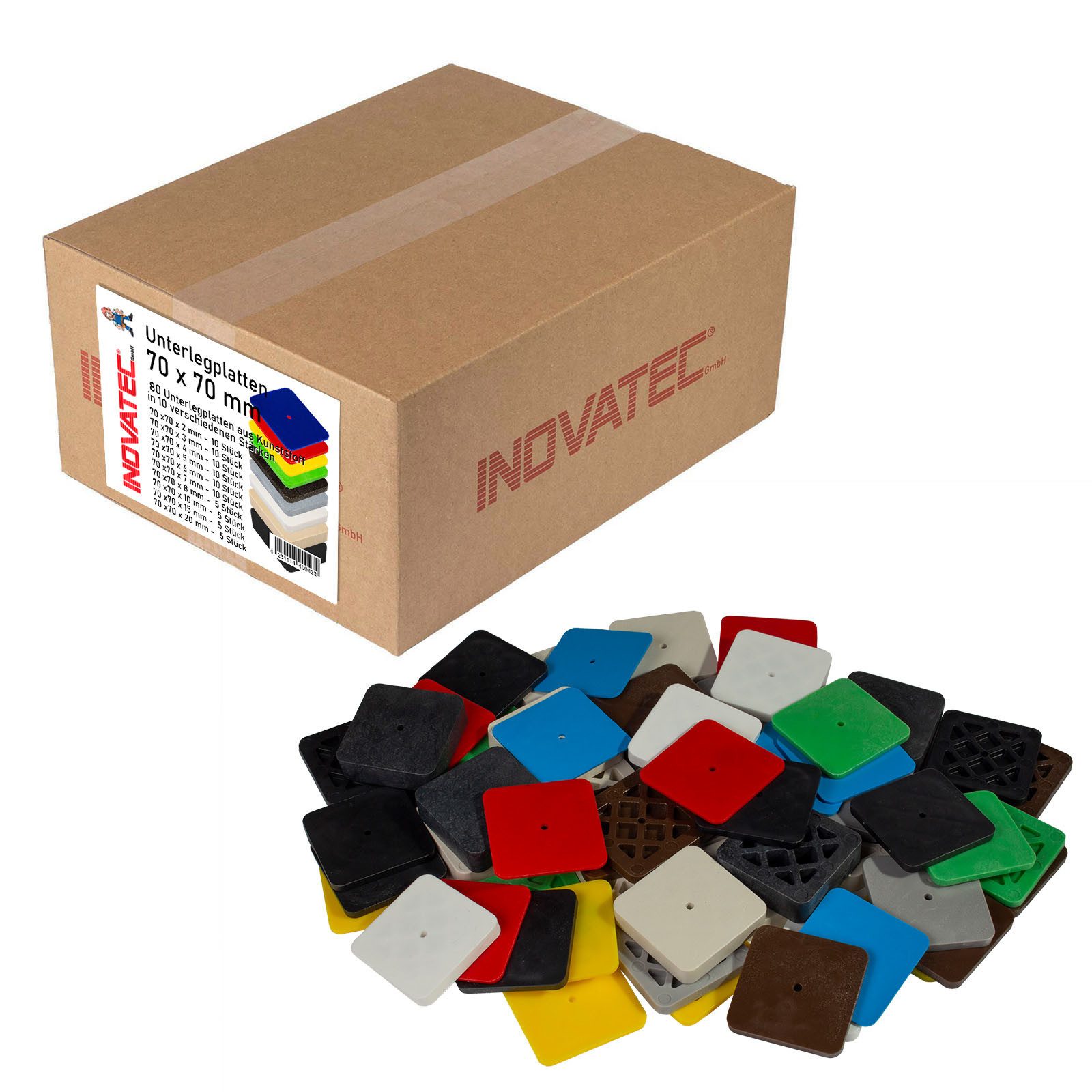 Inovatec Unterlegplatte Kunststoff Unterlegplatten 70 x 70, 80-St.