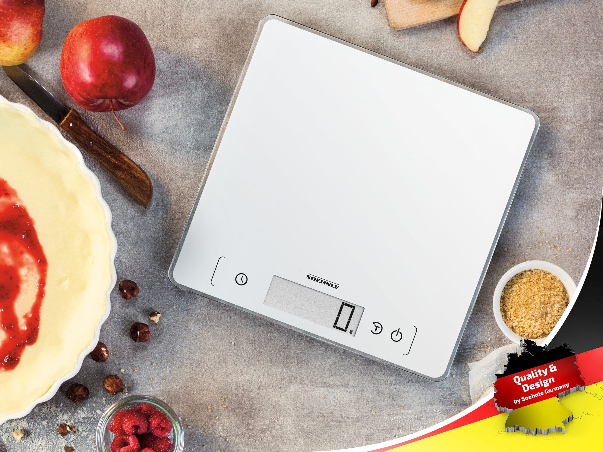 Soehnle Küchenwaage Page Comfort 400, (1-tlg), LCD-Anzeige, flaches Design, bis 10kg, Zuwiegefunktion, mit Batterien