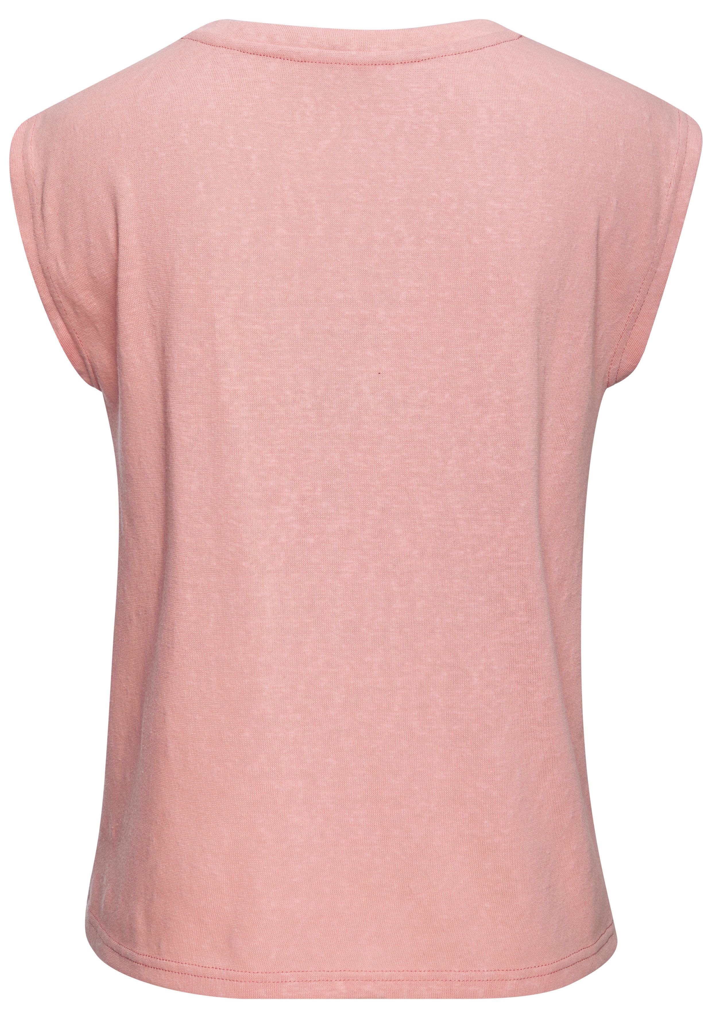 Beachtime by Lascana V-Shirt aus leichter Strukturware mit Effektgarn luftiges Sommershirt, T-Shirt mit V-Ausschnitt, Strandshirt, casual – Bild 4 von 5