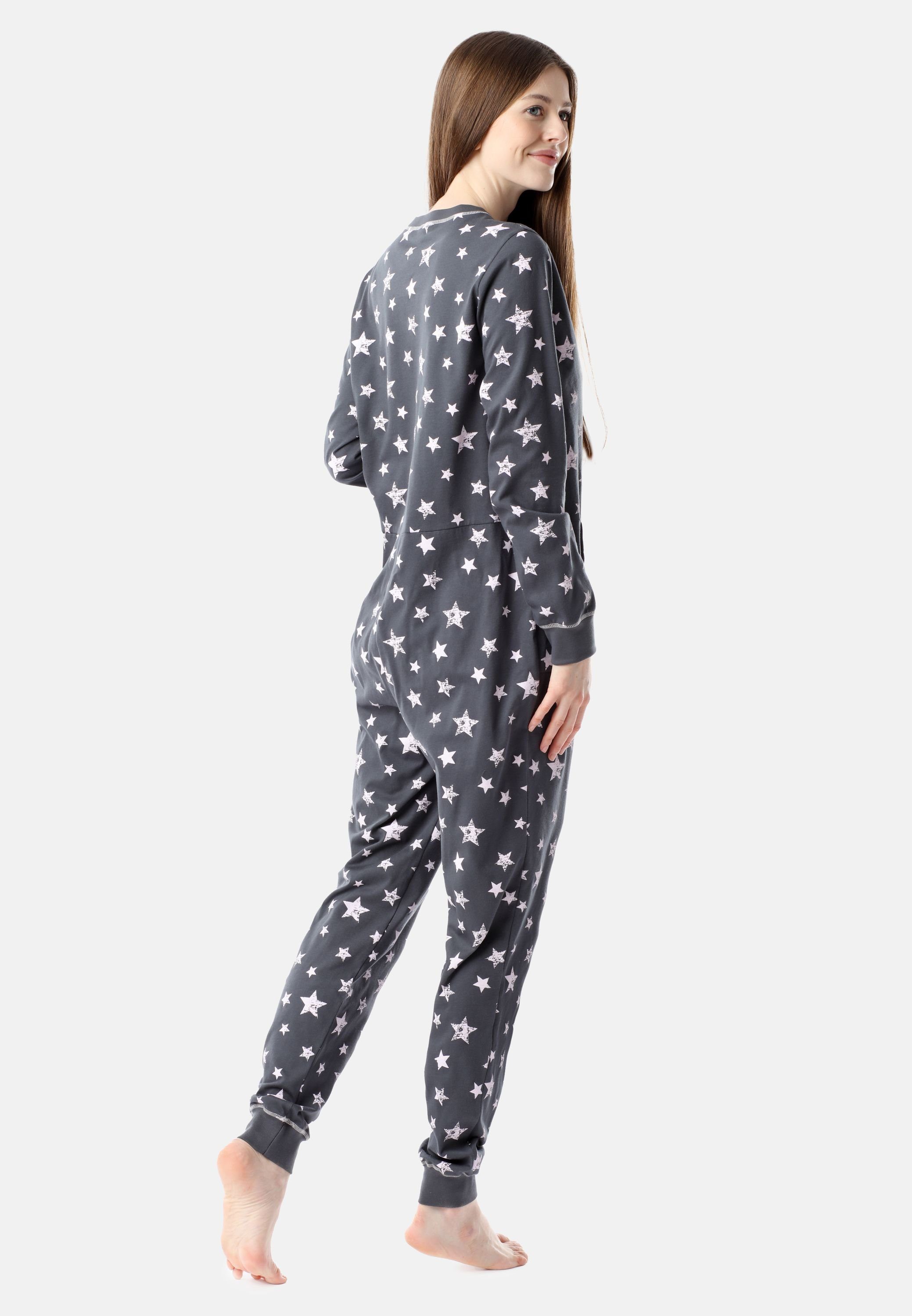 Sterne Graphite/Rosa Schlafanzug BLV50-206 Bellivalini Pyjama Damen Schlafoverall