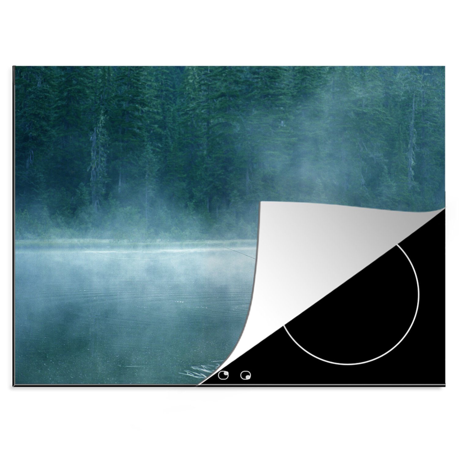 MuchoWow Herdblende-/Abdeckplatte Fischer - Wasser - Nebel, Vinyl, (1 tlg), 70x52 cm, Mobile Arbeitsfläche nutzbar, Ceranfeldabdeckung