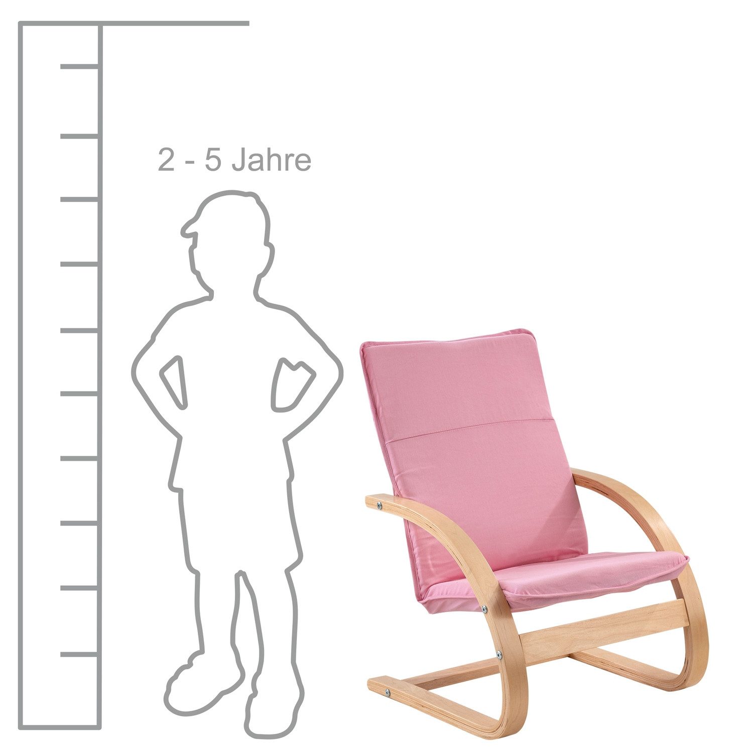 Home4You Kindersessel Pink, Webstoffbezug, Birkenschichtholz