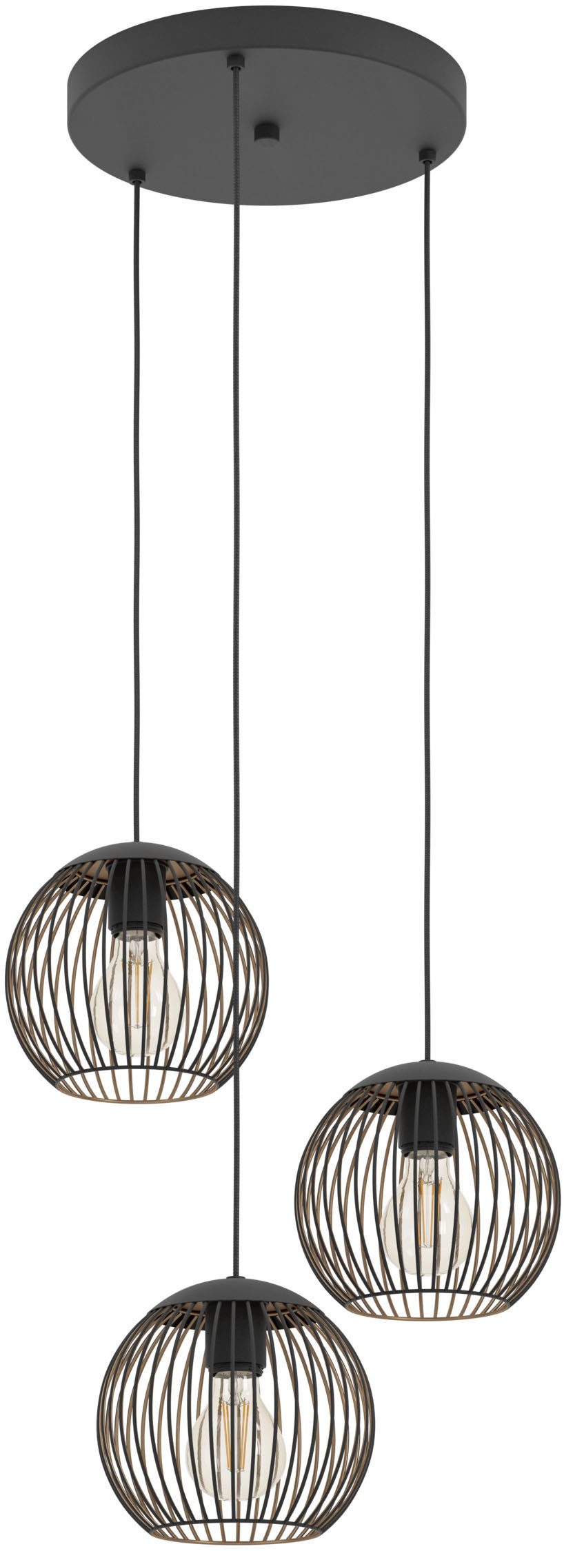 EGLO Hängeleuchte ALMANZORA Pendellampe - Stahl - E27 - 3X60W - IP20, ohne Leuchtmittel, Hängelampe, Deckenlampe, Wohnzimmer, Esszimmer, H130 x Ø46,5 cm