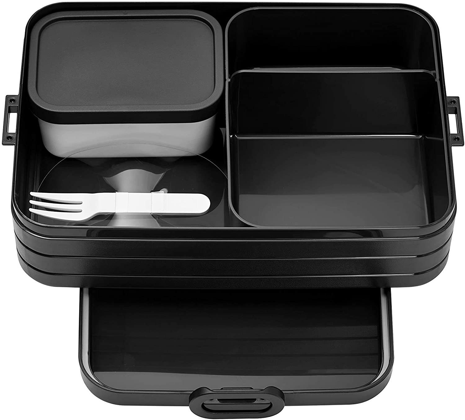 Mepal Lunchbox Bento-Lunchbox Take A Break Large, bis zu 8 Butterbrote, TPE/PP/ABS, Schwarze Edition, mit Fächern, ideal für unterwegs