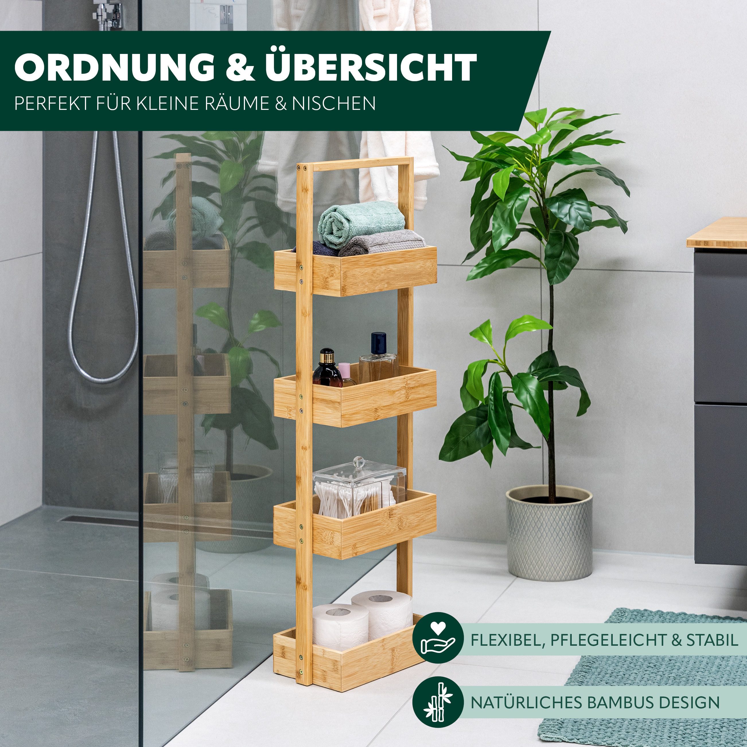 bremermann Standregal Bambus-Badregal mit 4 Ablagen, ca. 28 x 88 x 16 cm (B günstig online kaufen