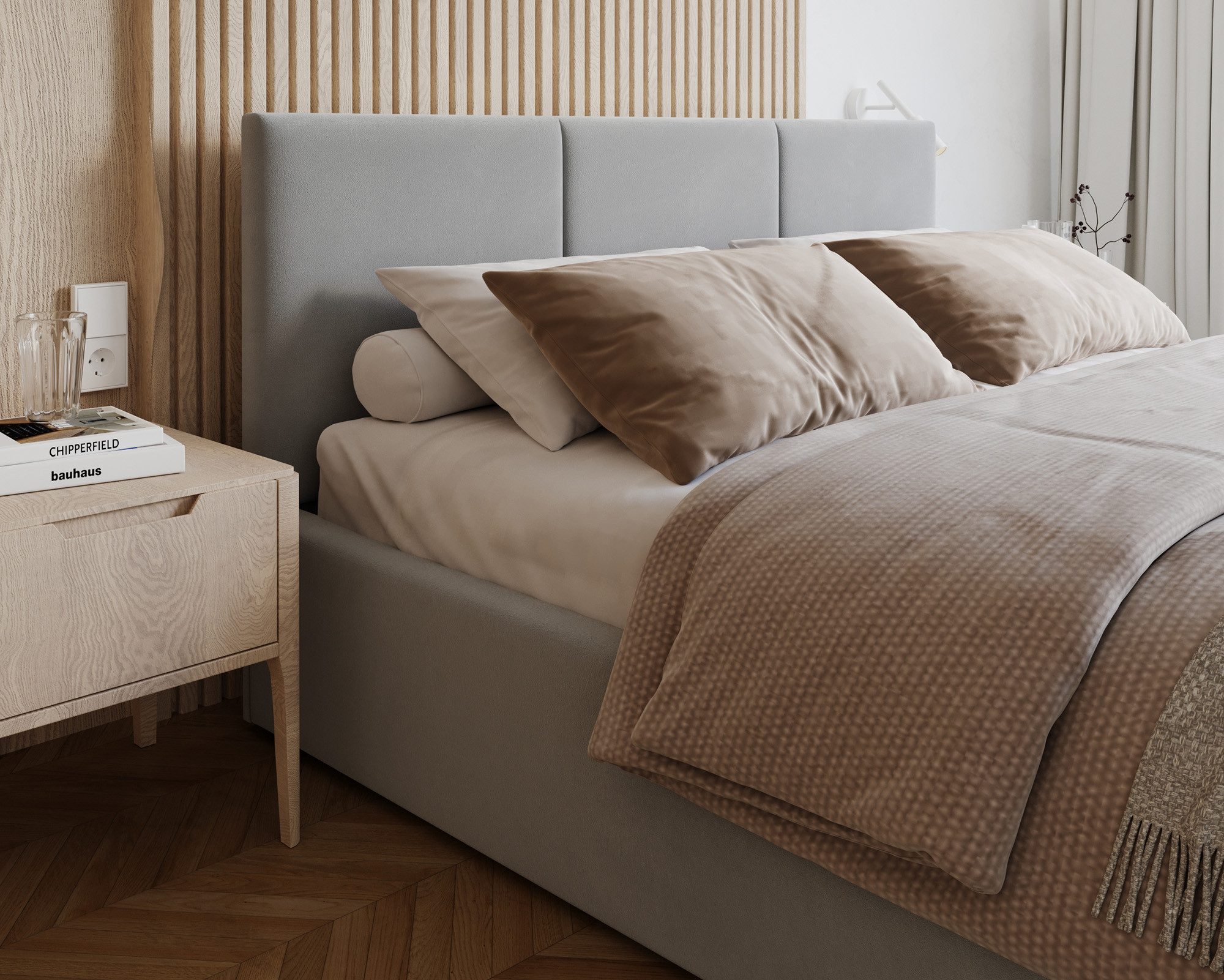 thematys Polsterbett mit Bettkasten & Lattenrost – Stauraumbett Velours 120x200–180x200 (Optional mit 28 cm H3/H4 Taschenfederkern oder 23 cm Taschenfederkern-Matratze H2)