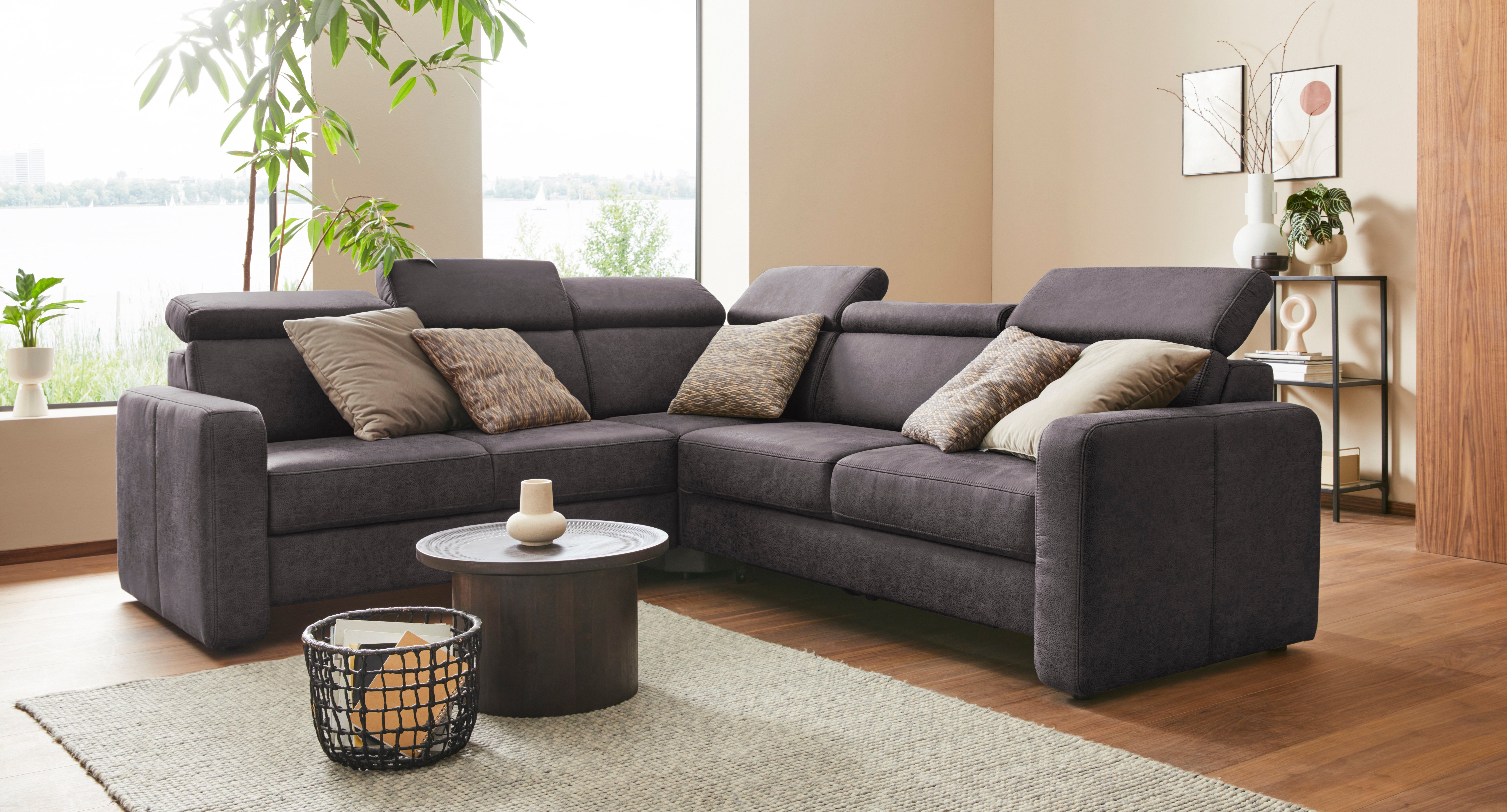 sit&more Ecksofa Bologna L-Form, Kopfteilverstellung, wahlweise mit Schlaffunktion und Schubkasten