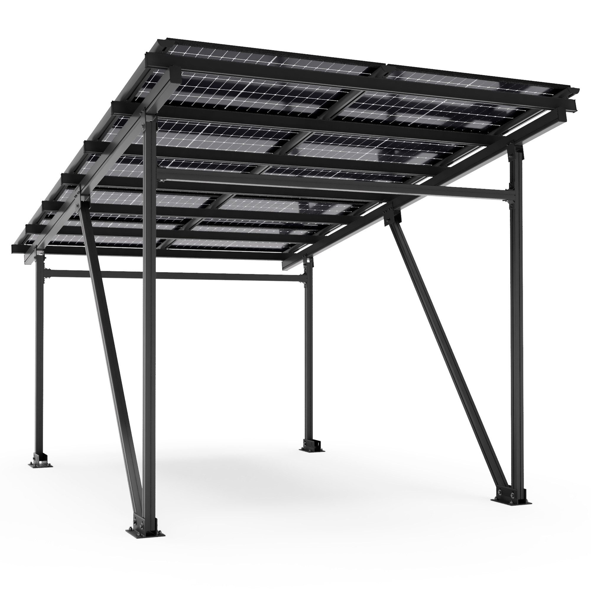 VESKA Solarmodul Solar Carport Glas/Glas PV Garage, 5250,00 W, Monokristallin, (Aluminium Solarcarport 5,60 x 3,70m - 5,25KW - EcoPort 5000Bi)