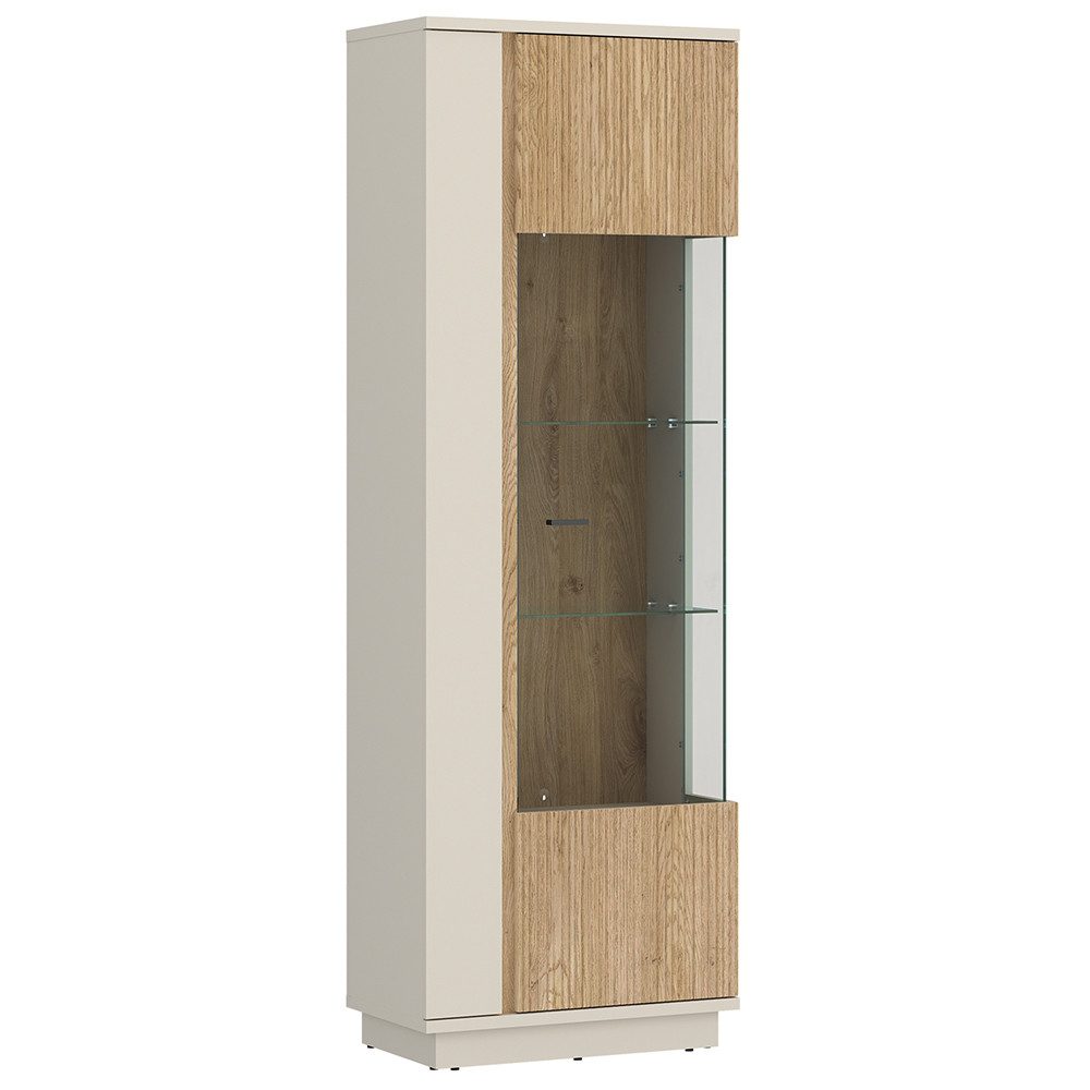 Lomadox Vitrine MOLINA-129 Wohnzimmerschrank 62 cm breit in Eiche & kaschmir mit Softclose