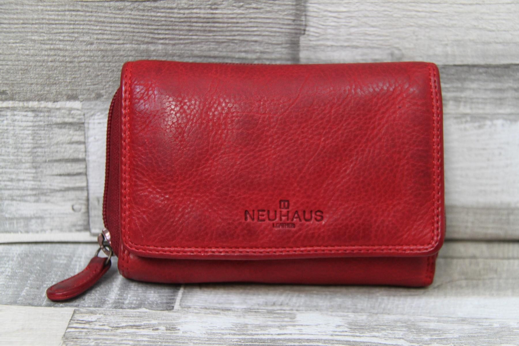 neu.haus Geldbörse griffige Lederbörse RV in tollem rot