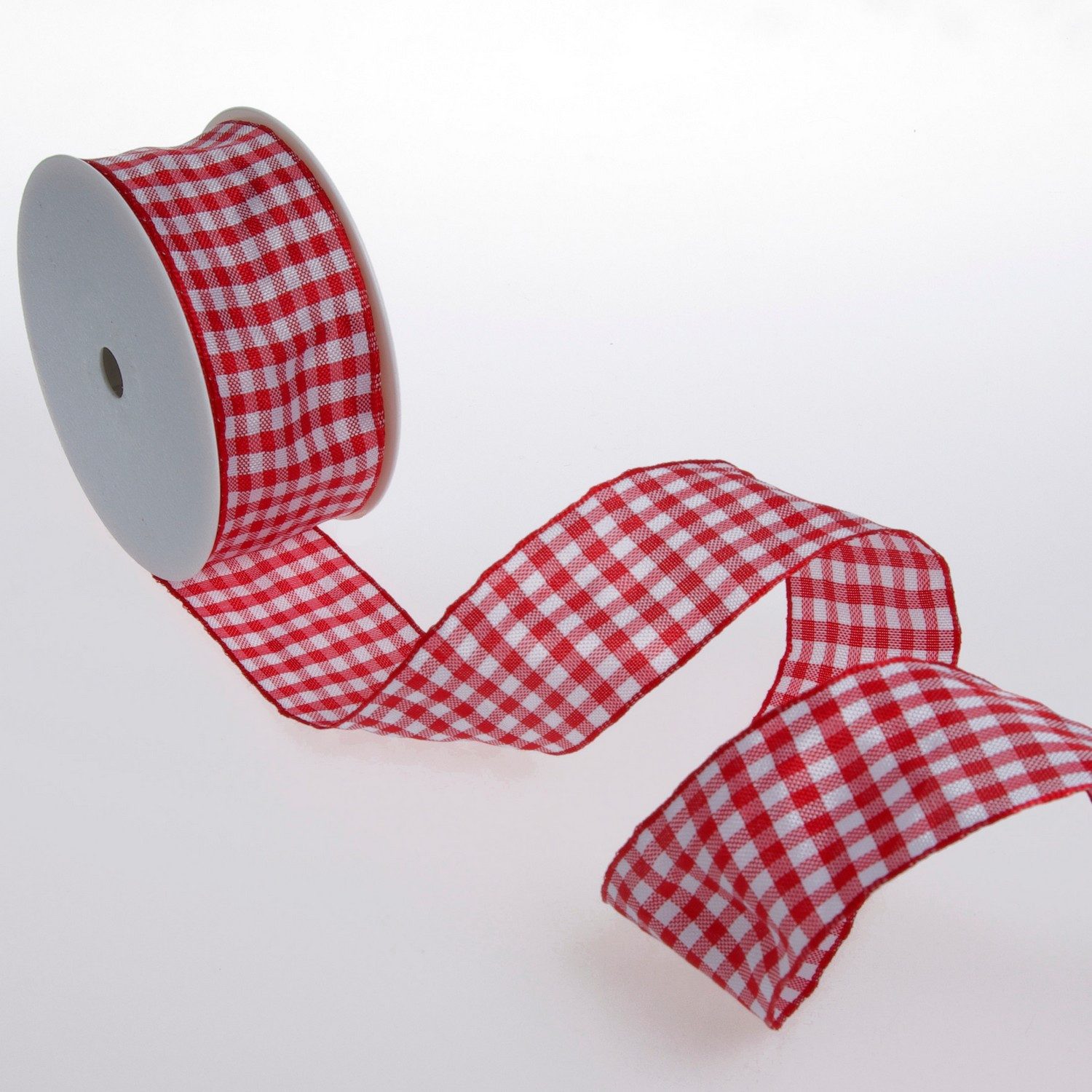 Deko AS Dekoband Karoband mit Drahtkante - rot - 40 mm auf 25 m Rolle - 64098 40 35