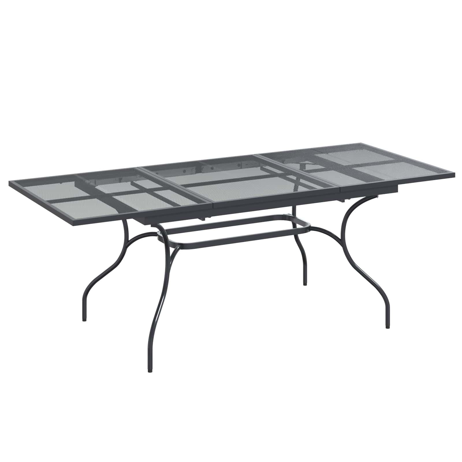 vidaXL Gartentisch Ausziehbarer Mesh Esstisch Anthrazit 212 x 90 x 76 cm Stahl (1-St)