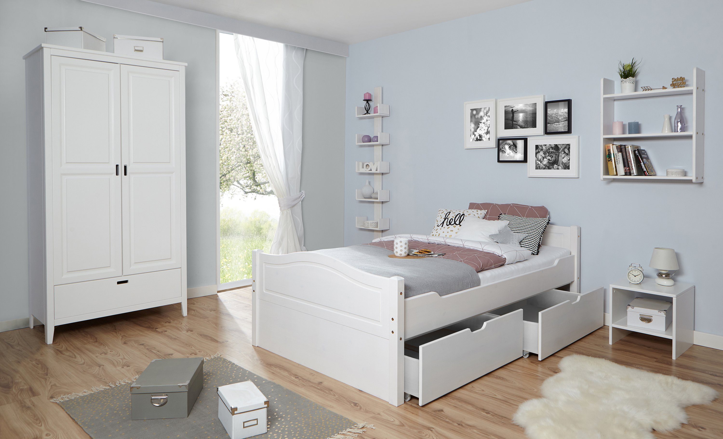 Ticaa Bettgestell Einzelbett "Leni" 120x200 Kiefer weiß – Bild 4 von 5