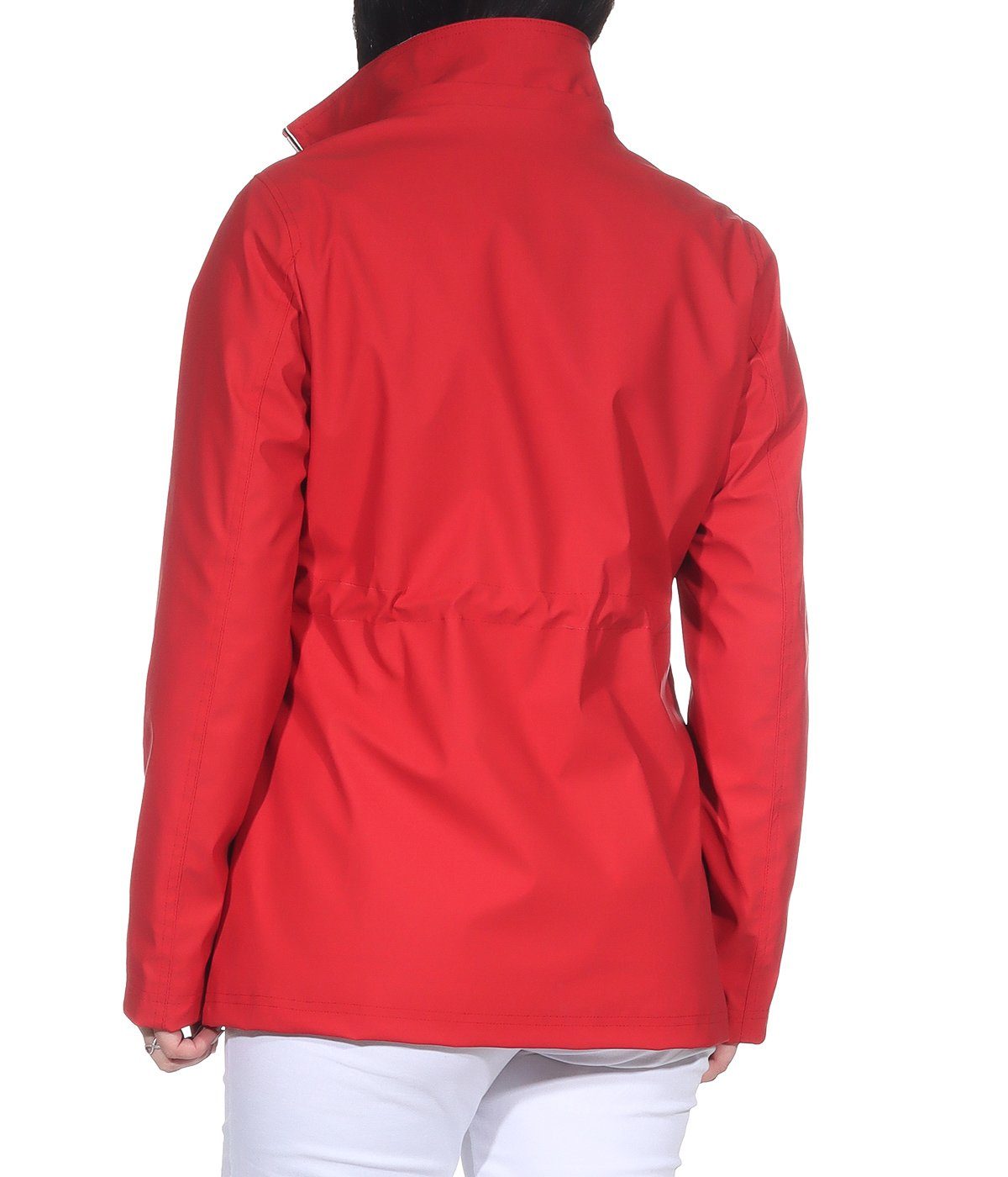 Größen erhältlich, Damen Rot Allwetterjacken in großen Aurela Regenjacken auch Outdoorjacken Regenjacke gummierte mit Regenjacke Kapuze, (1-St) Damenmode abnehmbarer