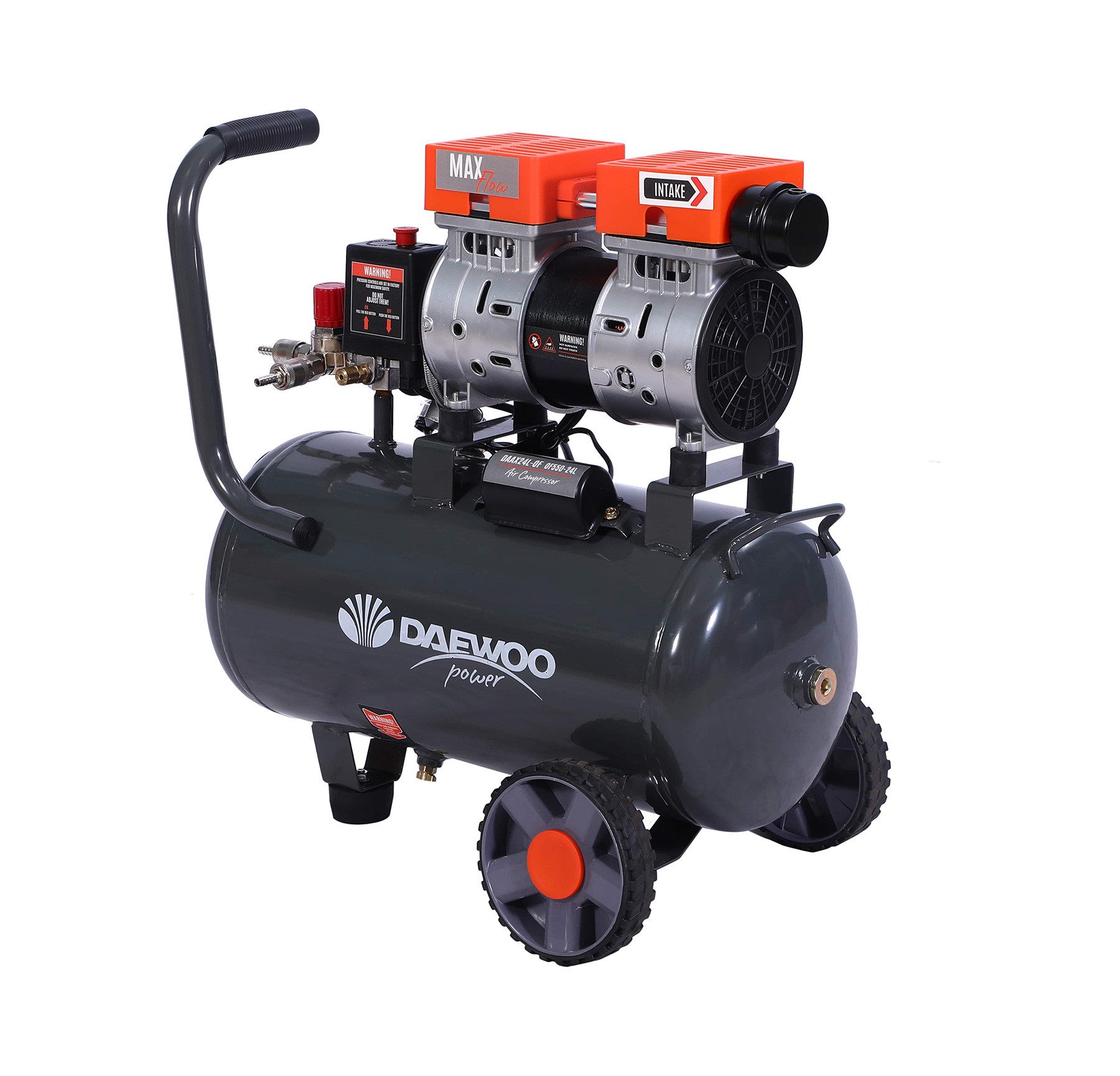 Daewoo Power Products Kompressor DAEWOO Ölfreier lautloser Kompressor 24L DAAX24L, max. 8 bar, ölfrei und lautlos