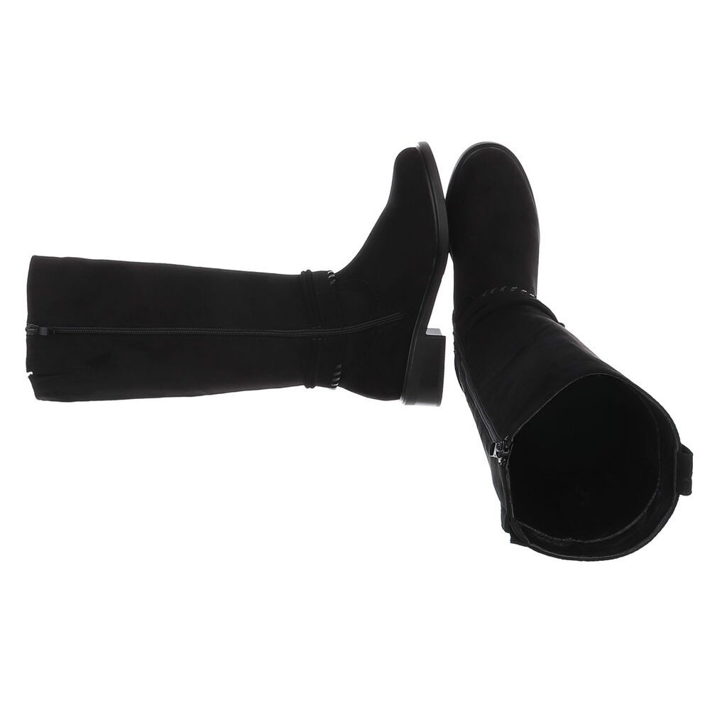Ital-Design Damen Langschaftstiefel mit Blockabsatz und Zierdetails Stiefel (92355146) Blockabsatz Flache Stiefel in Schwarz – Bild 2 von 5