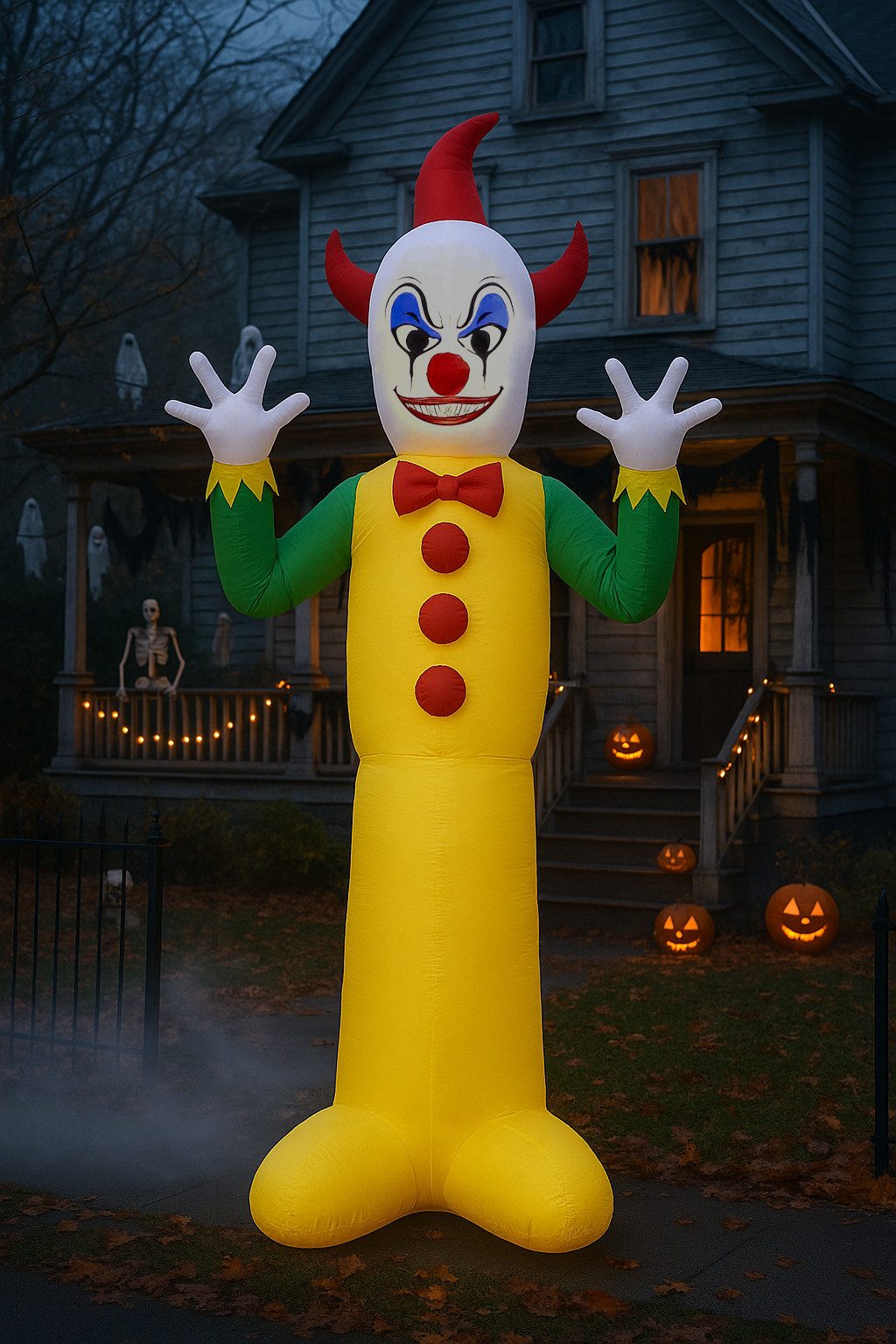Smiffys Dekoobjekt Halloween Dekoration Aufblasbarer Clown für den Außenbereich (3m), mit UK-Stecker