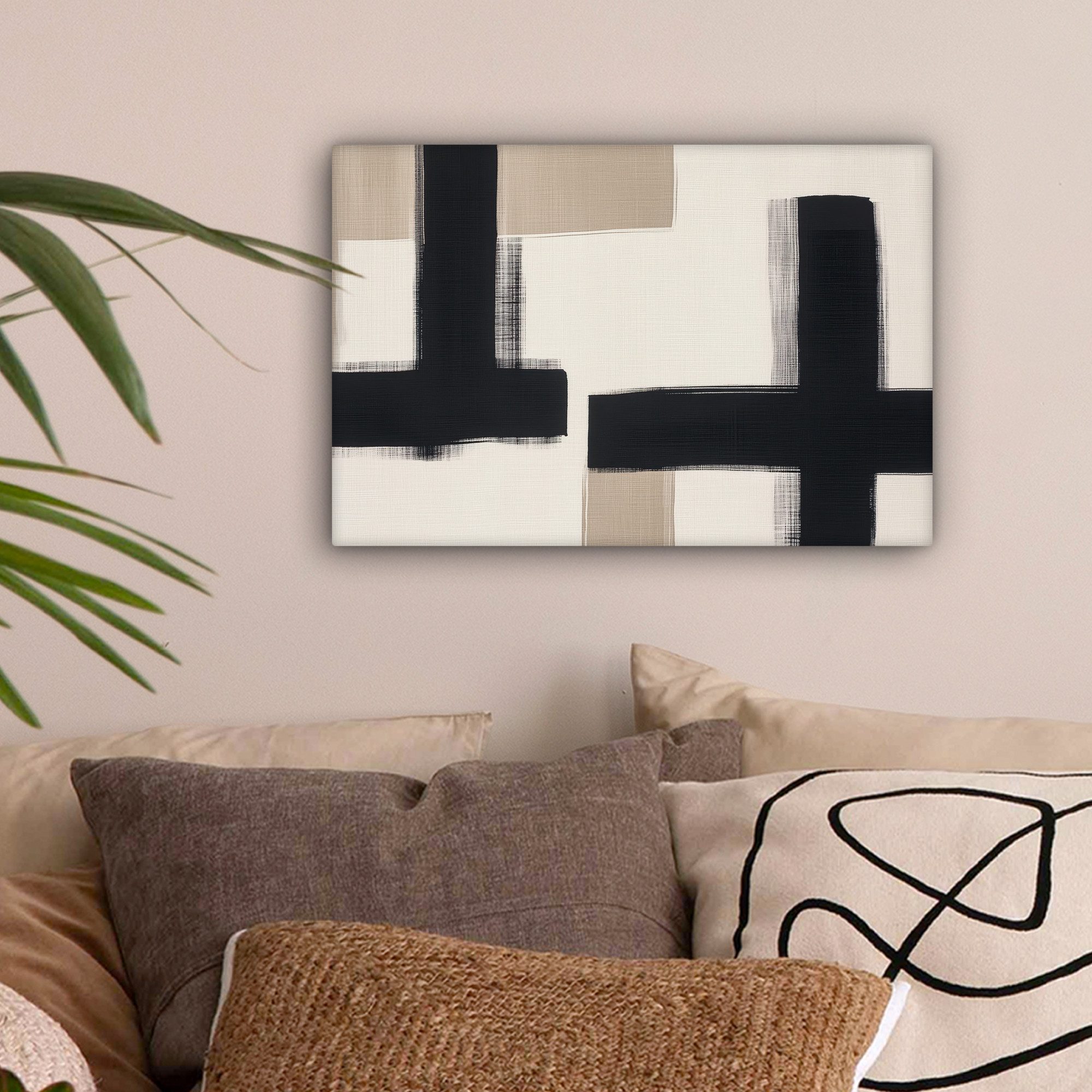 OneMillionCanvasses® Leinwandbild Schwarz - Abstrakt - Japanisch, Fotodruck günstig online kaufen