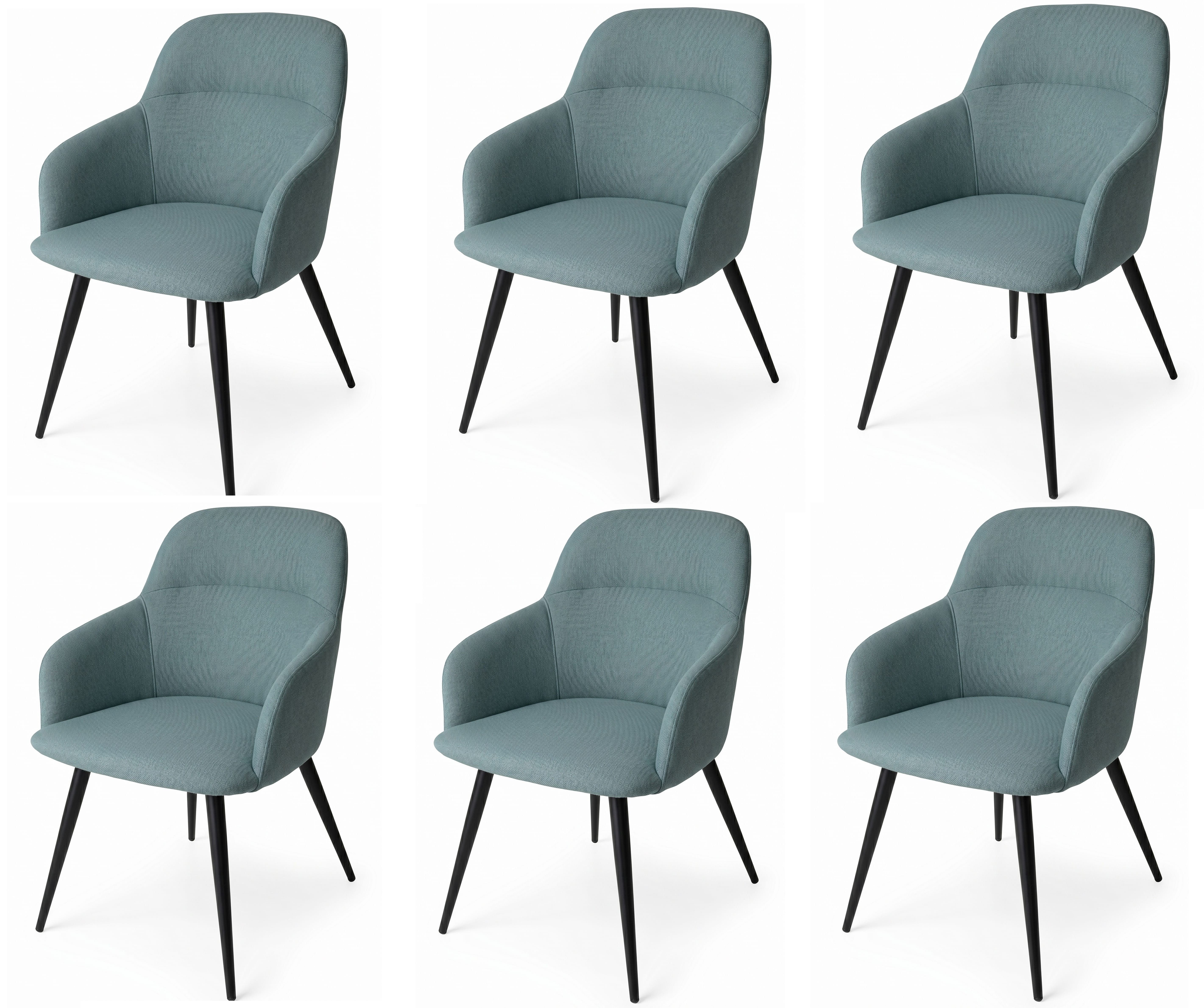 Xlmoebel Sitzgruppe Stilvoller Esszimmerstühle 6er Set Textil Blau Komfort Sitzmöbel, (6-tlg., 6-tlg)