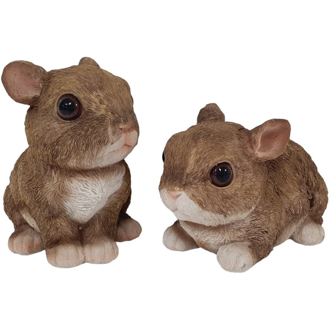 Figurendiscounter Gartenfigur Dekofigur Hasen 12 x 11 x 18 cm braun weiß 2 Stück