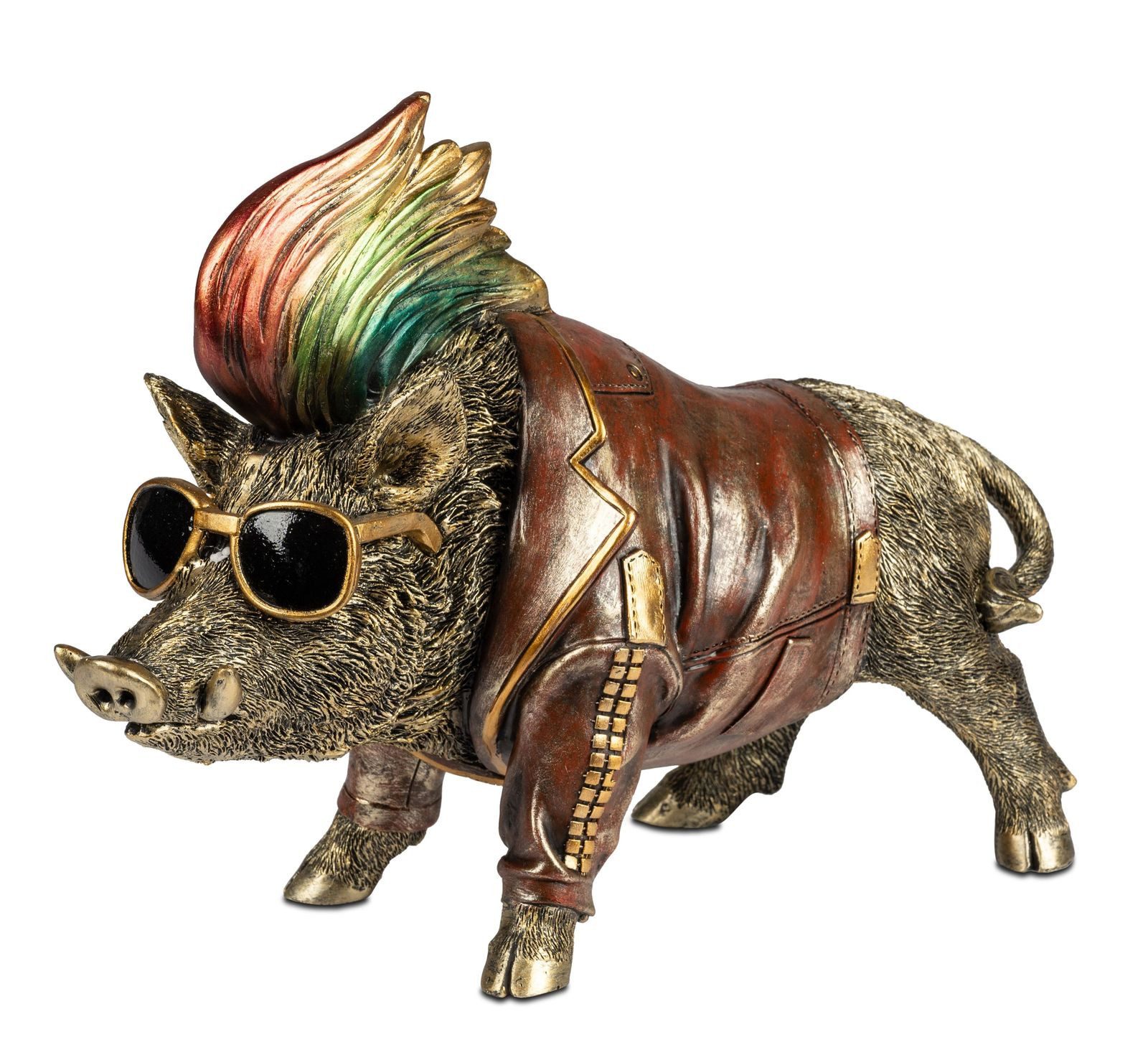 formano Dekofigur Cooles Wildschwein 32x24cm Handbemalte Tierfigur aus Polyresin