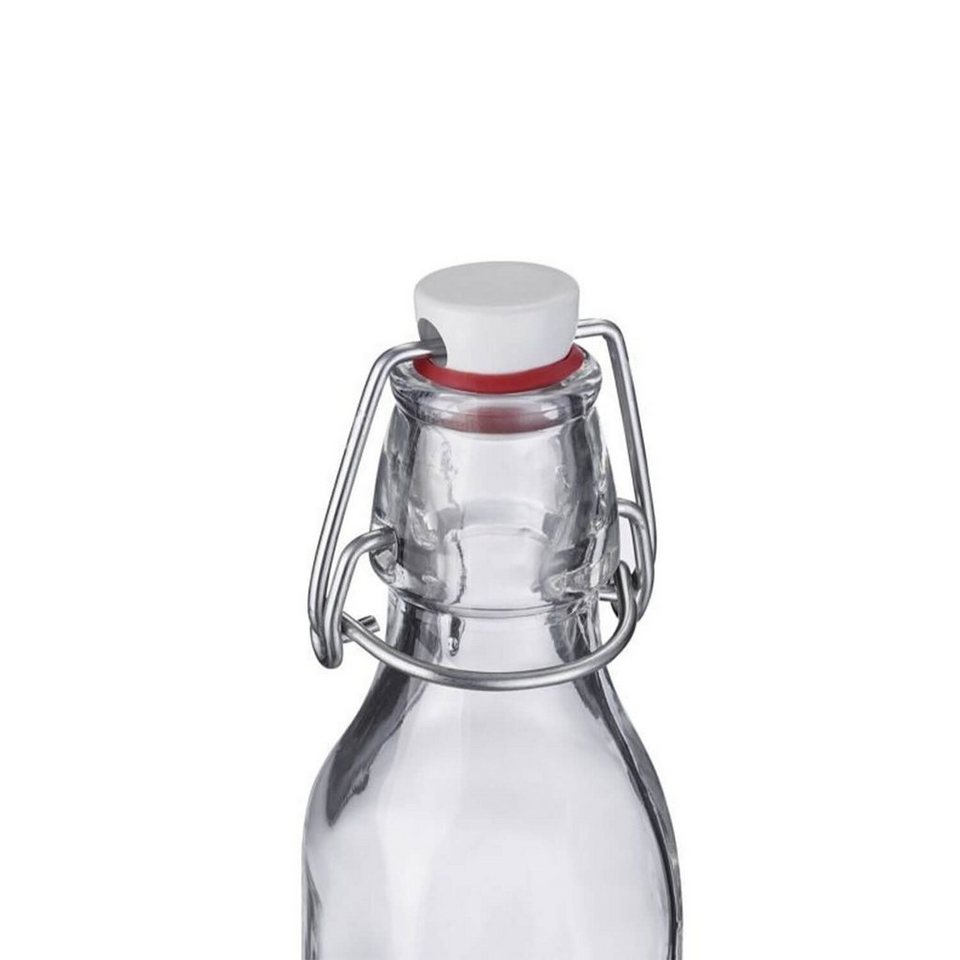 WESTMARK Vorratsdose Westmark Bügelflasche eckig 125 ml, Glas, Kunststoff,  Stahl
