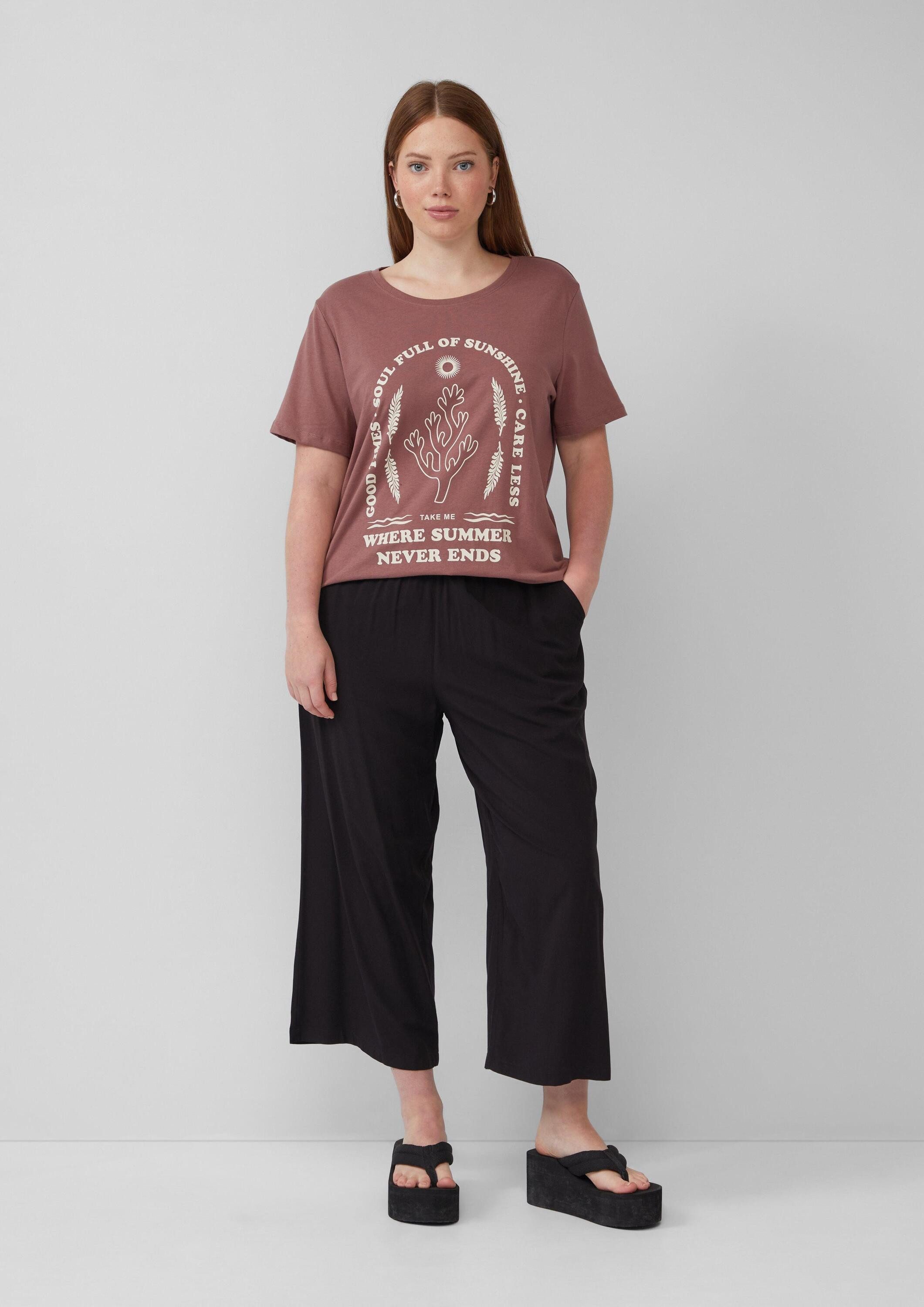 QS Kurzarmshirt T-Shirt Baumwoll T-Shirt mit Frontprint
