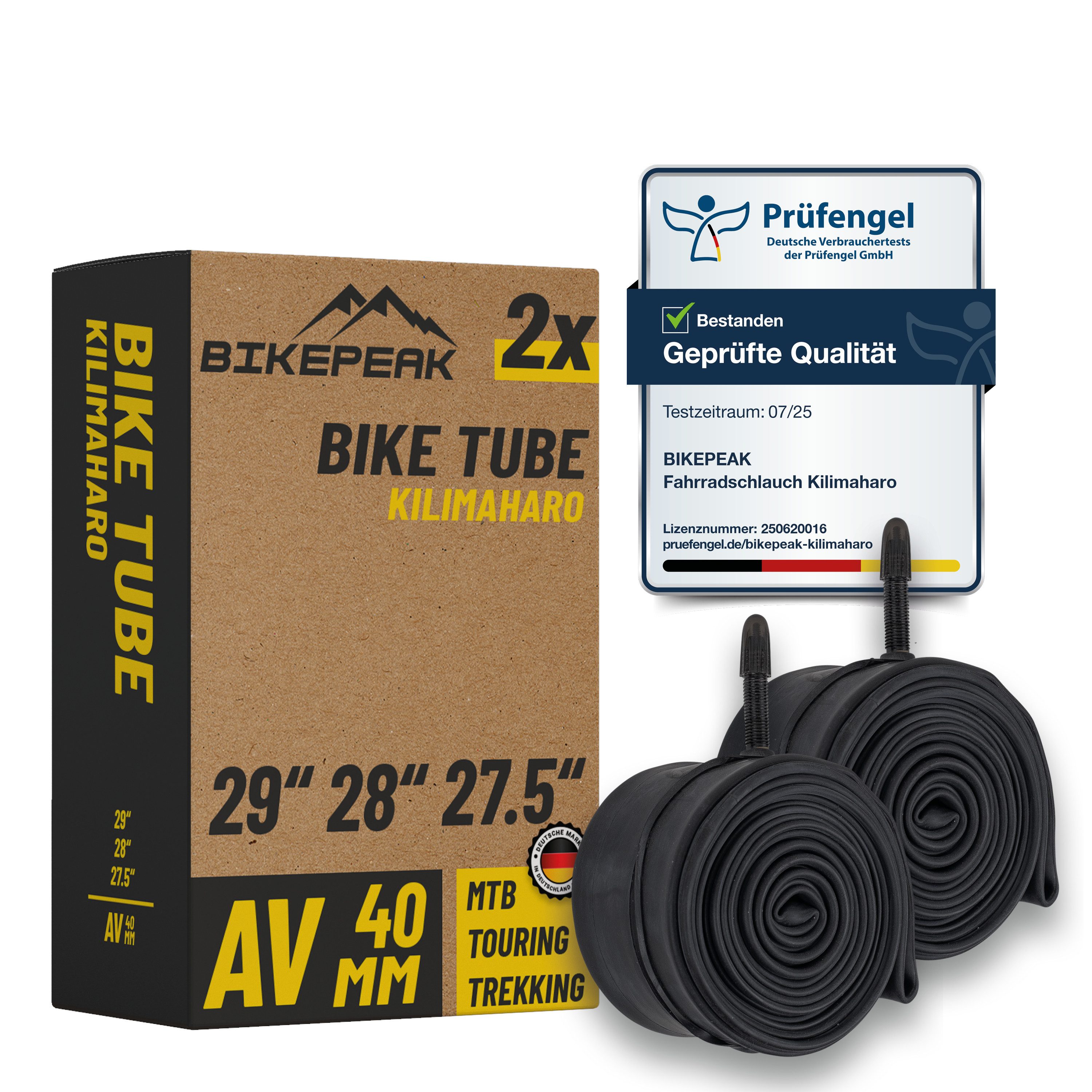 BikePeak Fahrradschlauch BikePeak 2x Fahrradschlauch Kilimaharo MTB 29 Zoll AV 40/62-584/635
