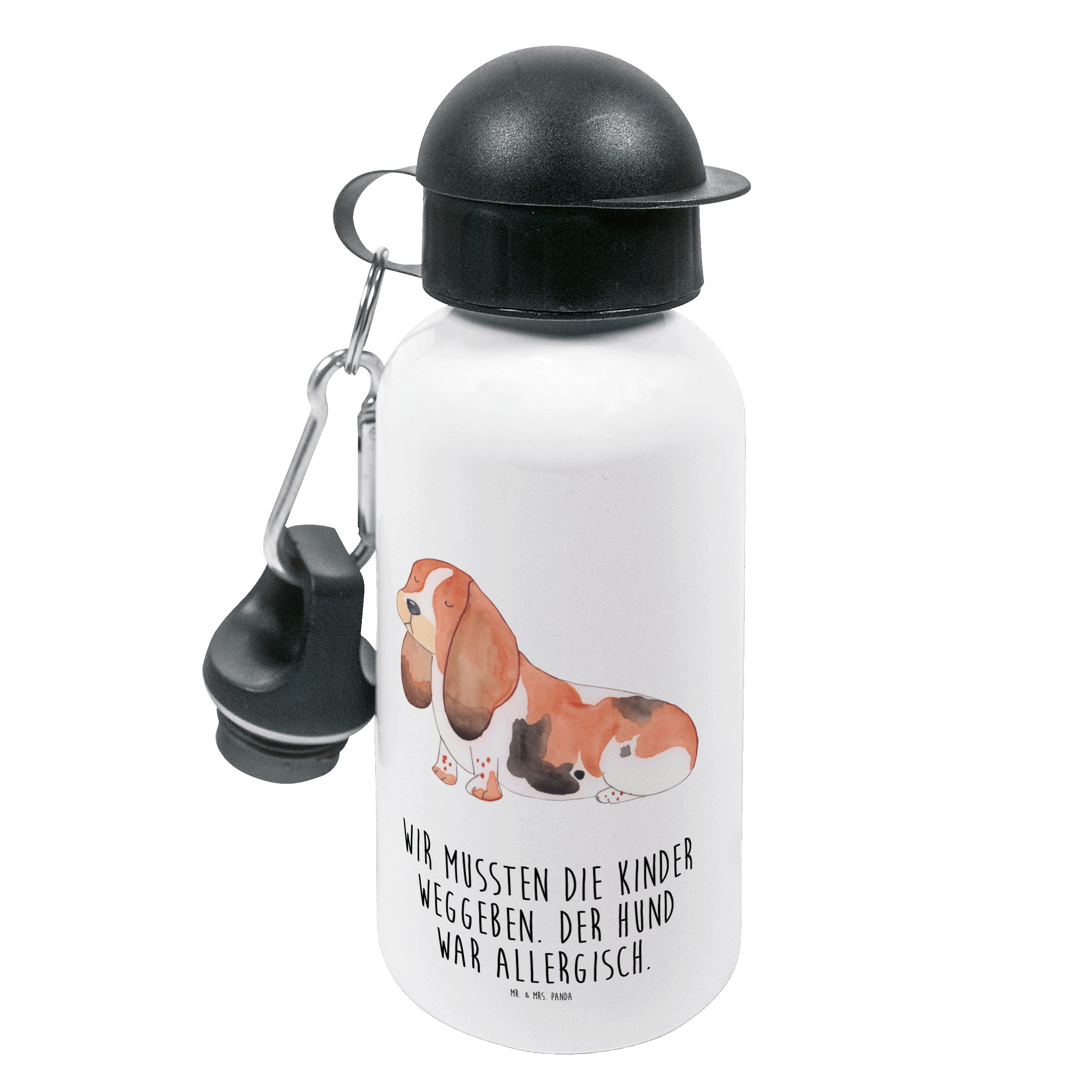 Mr. & Mrs. Panda Trinkflasche Hund Basset Hound - Weiß - Geschenk, Sprüche, Kinderflasche, Kinder