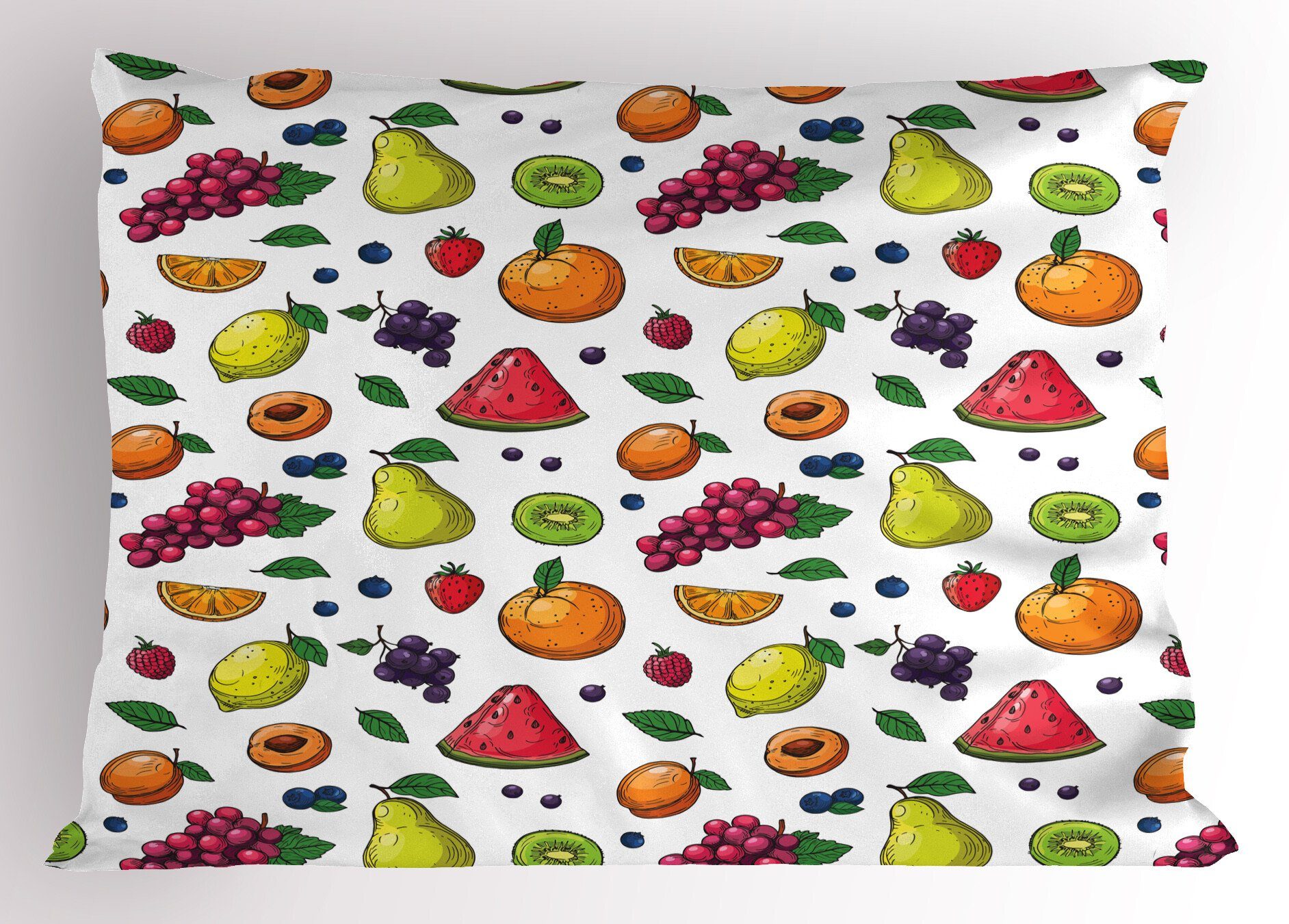 Kissenbezüge Dekorativer Standard Kopfkissenbezug, Size Zitrone Abakuhaus Trauben Kiwi Früchte Orange (1 Gedruckter Stück)