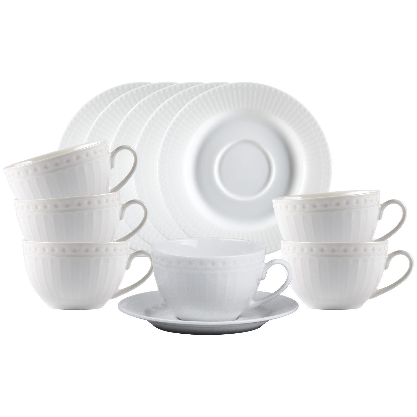 Ritzenhoff & Breker Tasse Sofia Kaffeetassen mit Untertassen 220 ml 6er Set, 6-tlg., Porzellan